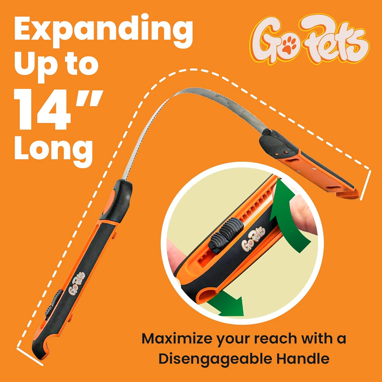 Gopets Deshedding Blade Dogs Cats Adjustable Professional Quality Grooming Tool Reduce Shedding 95%. 14 in Comb Rake Effective Fast Brush image number 1