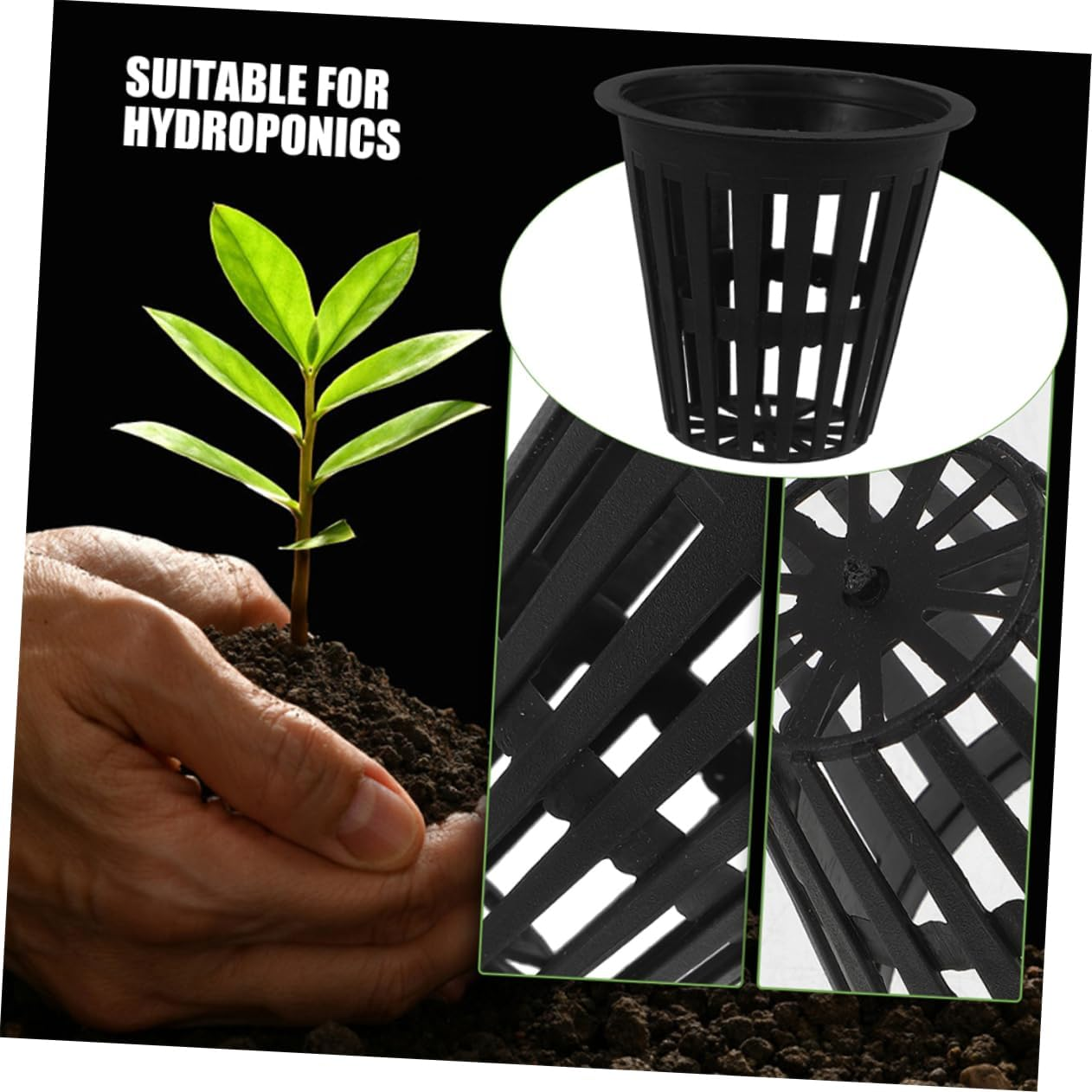 SUPVOX 5Pcs Hydroponic Planting Baskets Slotted Mesh Cups for Hydroponics Aquaponics Indoor Outdoor Gardening image number 2