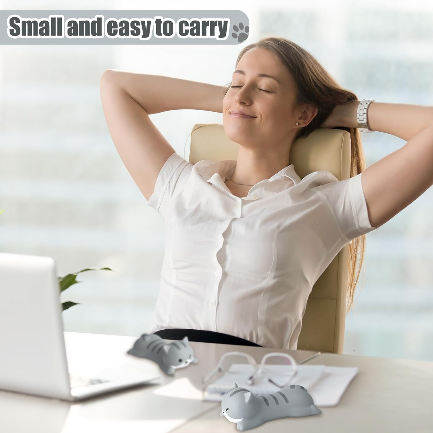 Kanayu 2 Pcs Cat Wrist Rest Support for Mouse Cute Wrist Rest Keyboard Computer Kawaii Mouse Pad Pet Shape Arm Foam Non Slip Cat Desk Accessories for Women Office Supplies Cushion Computer image number 4