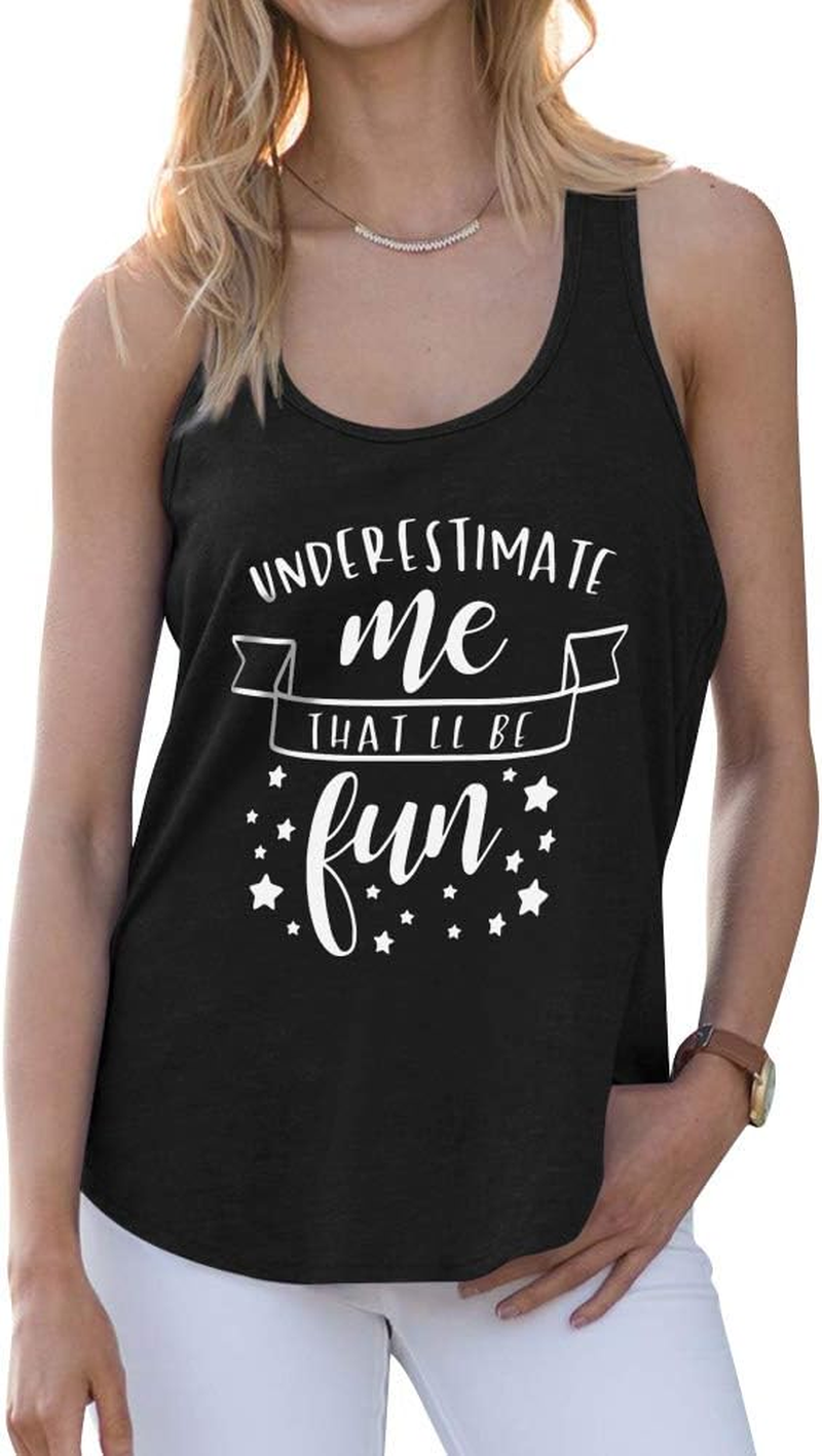 WLLW Women Underestimate Me That Ll Be Fun Sweatshirt Long Sleeve Shirts with Pockets (Y-Black, Large) image number 1