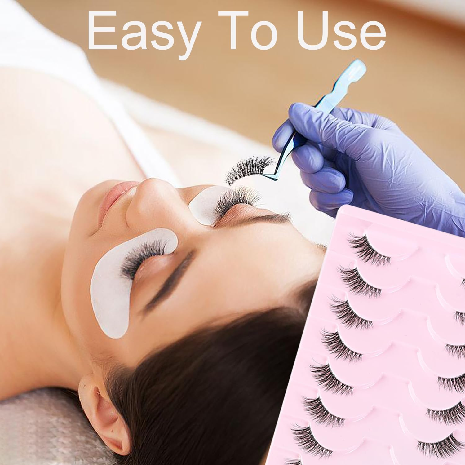 YPYMOD 10 Pairs Half Eyelashes Natural Artificial Cat Eye Clear Band Half Cat Eye Fluffy False Natural Fake Lashes 18 Mm image number 4