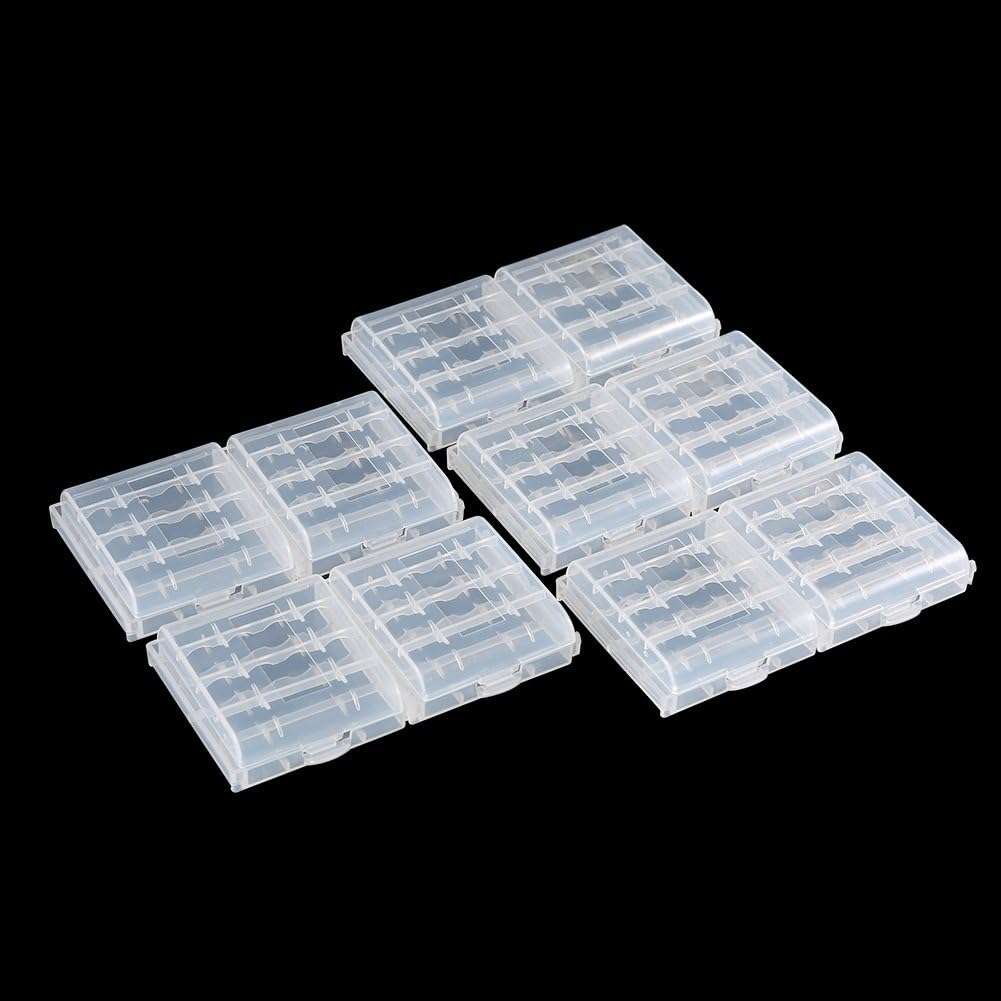 Transparent Hard Plastic Case Holder AA/AAA Battery Storage Box, Clear White (10Pcs) image number 3