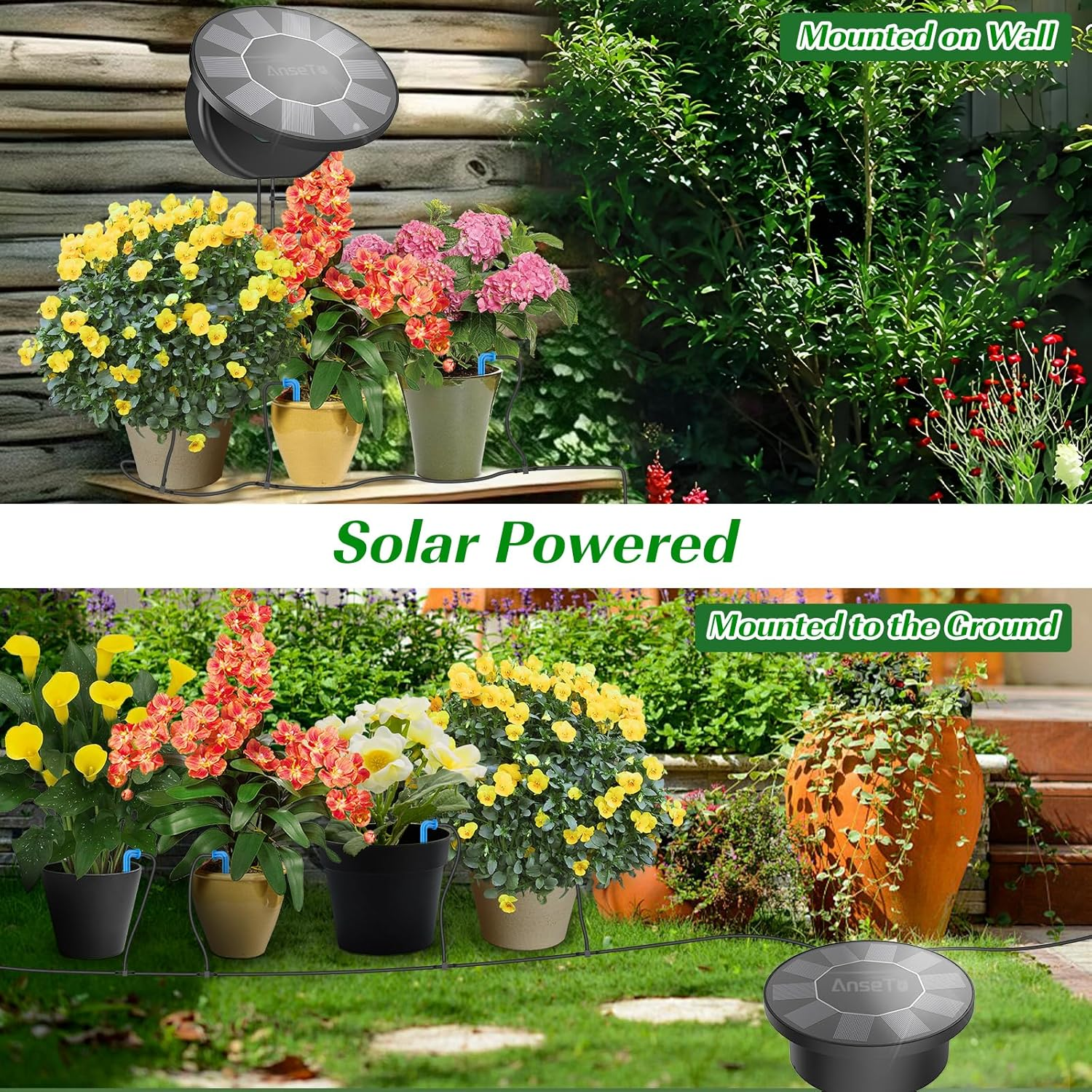 Solar Drip Irrigation System for Garden Indoor/Outdoor Gardening System DIY Automatic Drip Irrigation System for Drip Hose Irrigation with 9 Irrigation Programs and Anti-Siphon Function image number 1