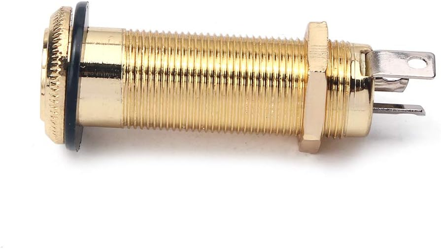 Alnicov Stereo Copper Guitar Bass Barrel Jack Cylinder Input/Output Jacks 4 Pins Gold image number 1