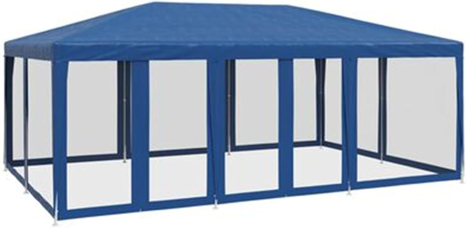 6X4M Marquee Gazebo, Camping Tent Wedding Gazebos Garden Shed 10 Mesh Sidewalls Outdoor Party Canopy Water Resistant and UV Patio Carport Car, Blue image number 6