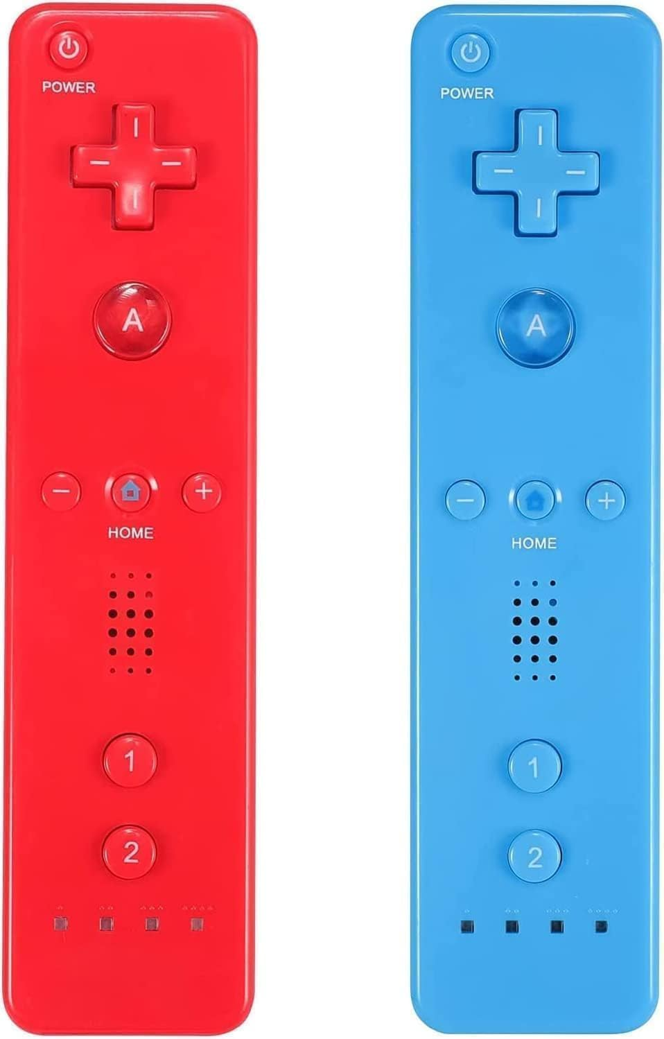 Wii Controller 2 Pack - Wii Remote with Silicone Case and Wrist Strap (Red+Blue) image number 2