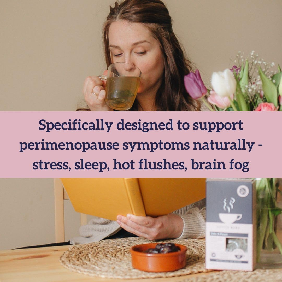 HOTTEA MAMA Take a Pause Menopause Tea with Green Tea, Sage, Ginseng, Raspberry Leaf, Liquorice Root & Valerian Root for Supporting Peri & Menopause | Biodegradable Tea Pyramids