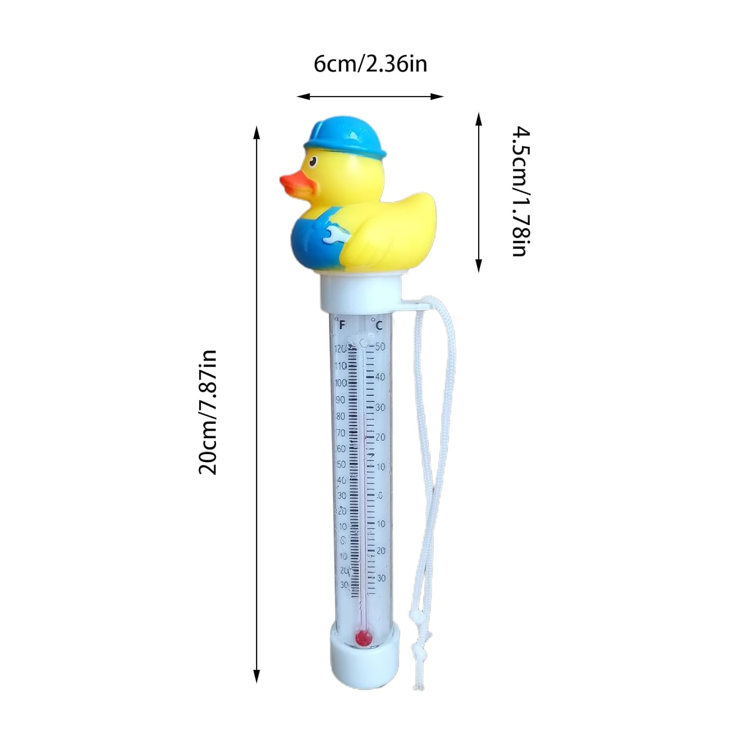 Bath Thermometer, Pool Thermometer Floating, Precise Temperature Gauge with String, Temperature Meter for Hot Tub, Easy to Read, for Shower, Fishing Pond, Ice Bath - Duck image number 2