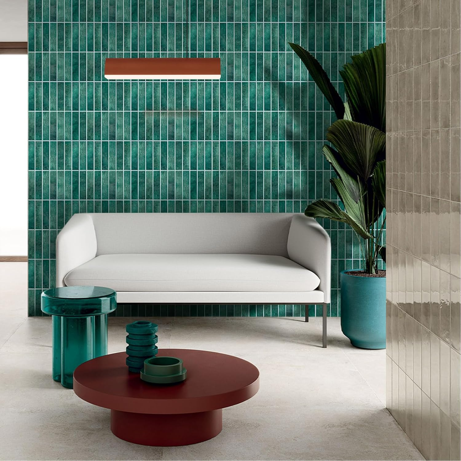 Commomy 10 Pcs 3D Green Peel and Stick Backsplash Tile, 11.8"X11.8" Matte Ultra-Light Thin PVC Self Adhesive Wall Panels Stick on Tile Stickers for Kitchen, Bathroom, Renters, Interior Wall Decor image number 4