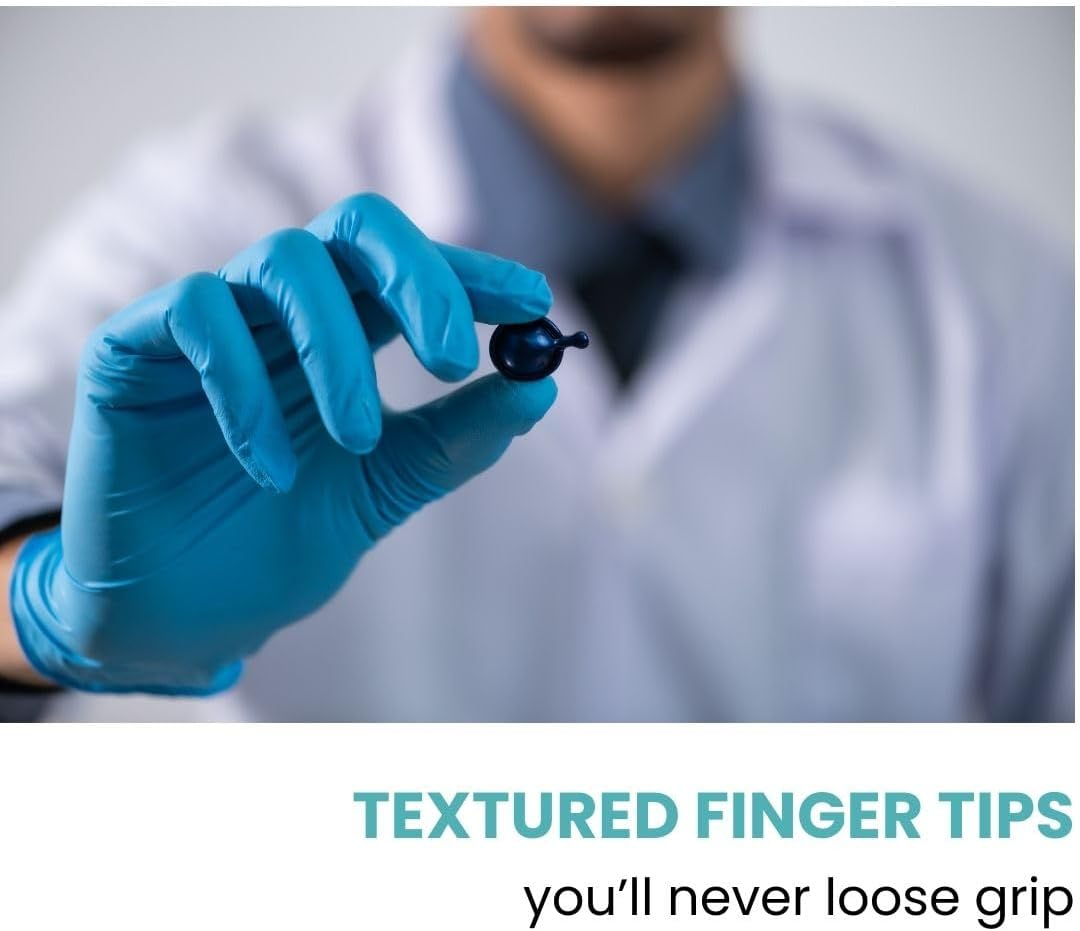 Handicare Disposable Blue Vinyl Gloves, Powder-Free, Latex-Free, Non-Sterile, Food Safe, Cleaning, Industrial Grade, Medical Exam image number 6