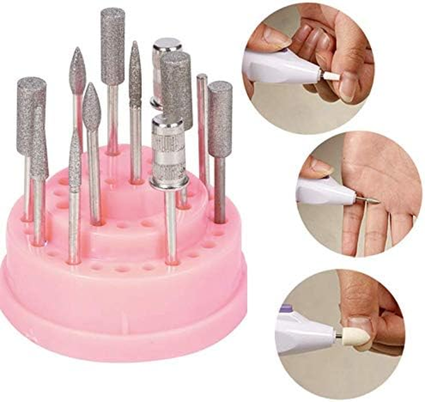 KDDOM 48 Holes Nail Drill Holder Nail Art Plastic Drill Stand Professional Nail Printer Shell Holder Nail Tools (Pink)
