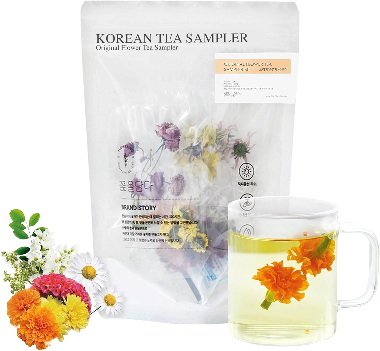 KKOKDAM Flower Tea Set Sampler - Loose Leaf Tea Set for Mothers Day Tea Set, Fancy Tea Variety Pack, Blooming Tea Flowers, Korean Tea Sets, Unique Tea Gifts, Loose Leaf Teas - 8 Count image number 1