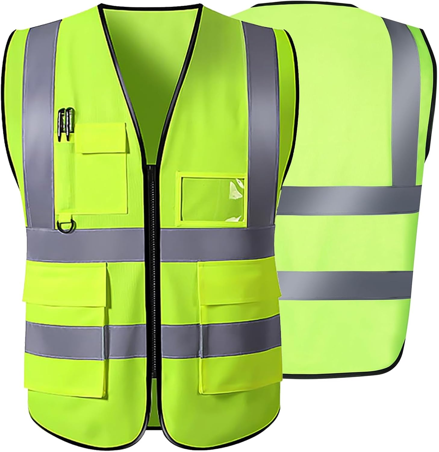 2-Pack Reflective Safety Vest for Men Women, High Visibility Security Vest with Pocket Zipper Front Meet ANSI/ISEA Standard image number 5