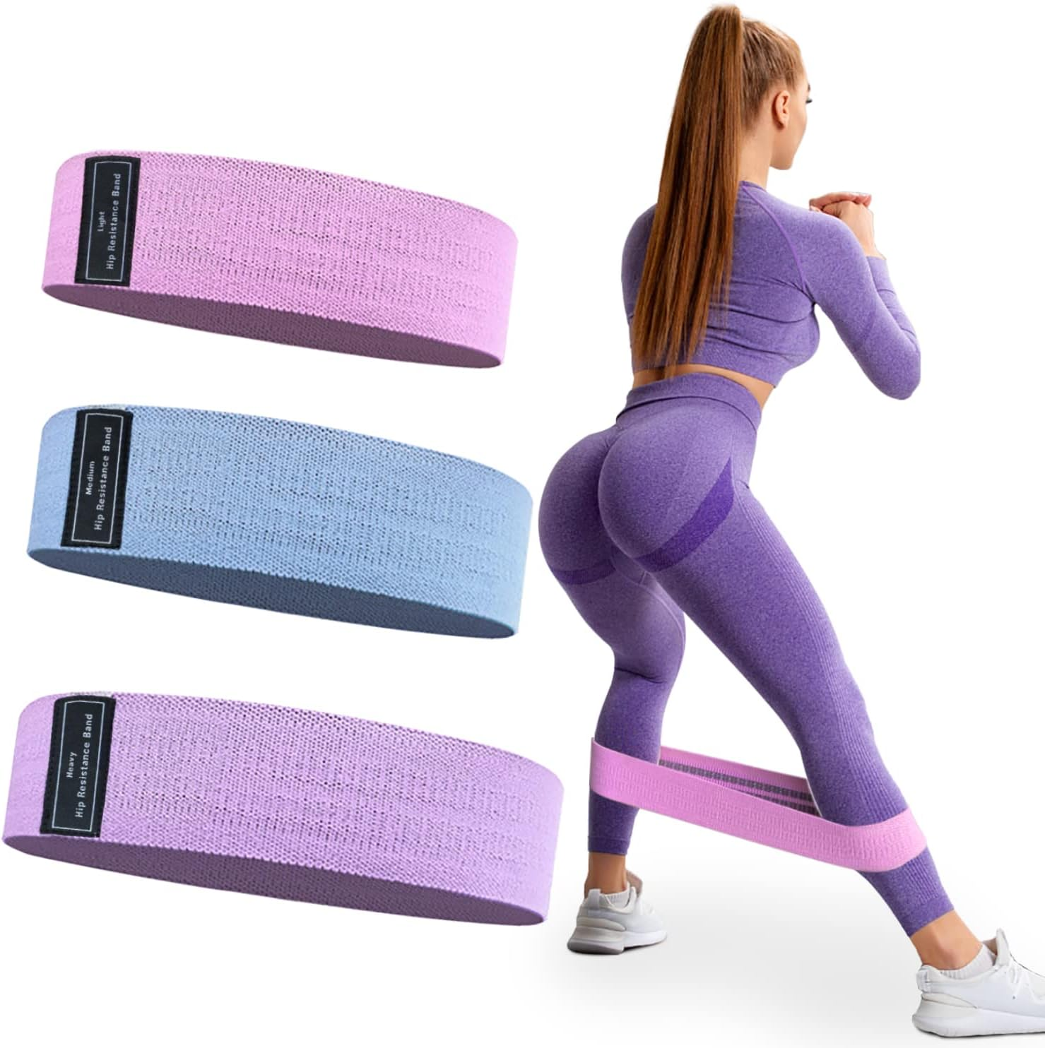Fabric Resistance Bands for Working Out,Exercise Bands Resistance Band, Booty Bands for Legs and Butt Yoga Pilates Rehab, Fitness Elastic Bands Set image number 2