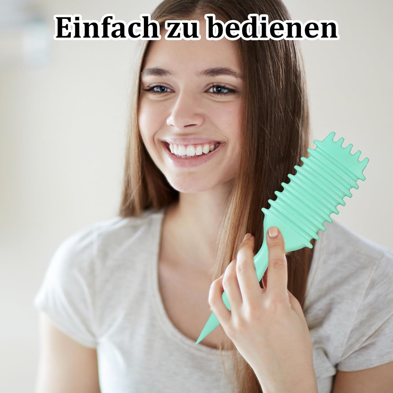 Pack of 3 Curling Brush, Hair Brush Curls, Green Curling Brush, Black Coarse Comb, Herringbone Comb, Ideal for Curls and Waves, Daily Styling and Travel image number 4