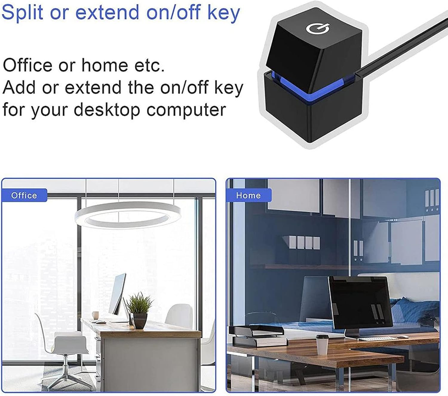 Ejoyous Desktop PC Power Button Extension (6.6Ft/2M) ABS Material, Blue Mechanical Switch 7 Color Gradient Light, for Home/Office/Internet Cafe with Installation Accessories image number 5