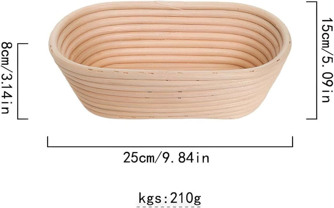 Kinconnyen Bread Banneton Proofing Basket Set,Round and Oval Bread Proofing Baskets,Danish Dough Whisk, Dough Scraper, Bread Bag and Brush,Sourdough Bread Baking Supplies. image number 4