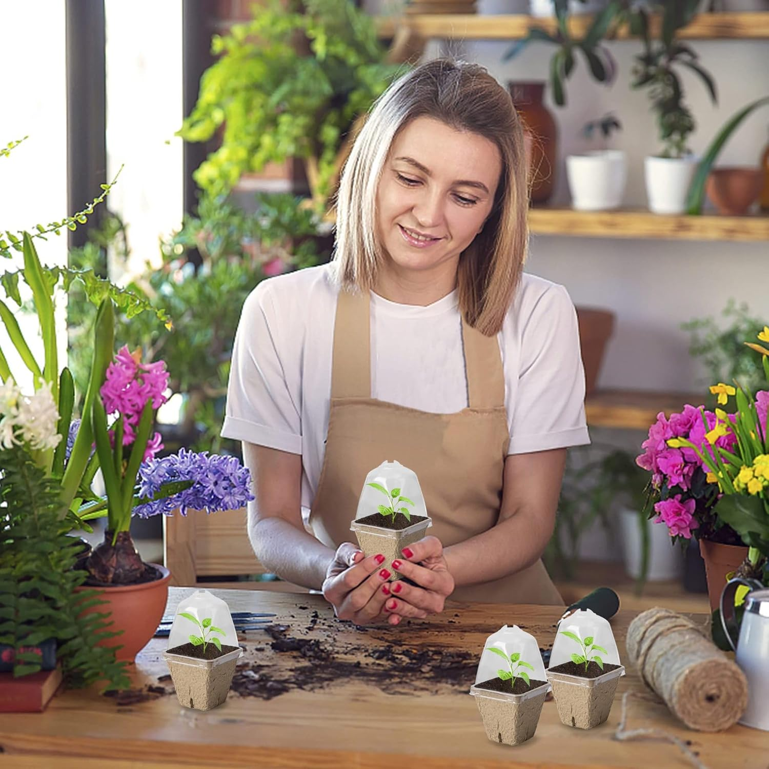 QYINXIU 20 Pcs Biodegradable Nursery Pots, Seeding Starter Pots for Planting, Peat Pots for Seedlings, Garden Vegetable Flower Germination image number 5