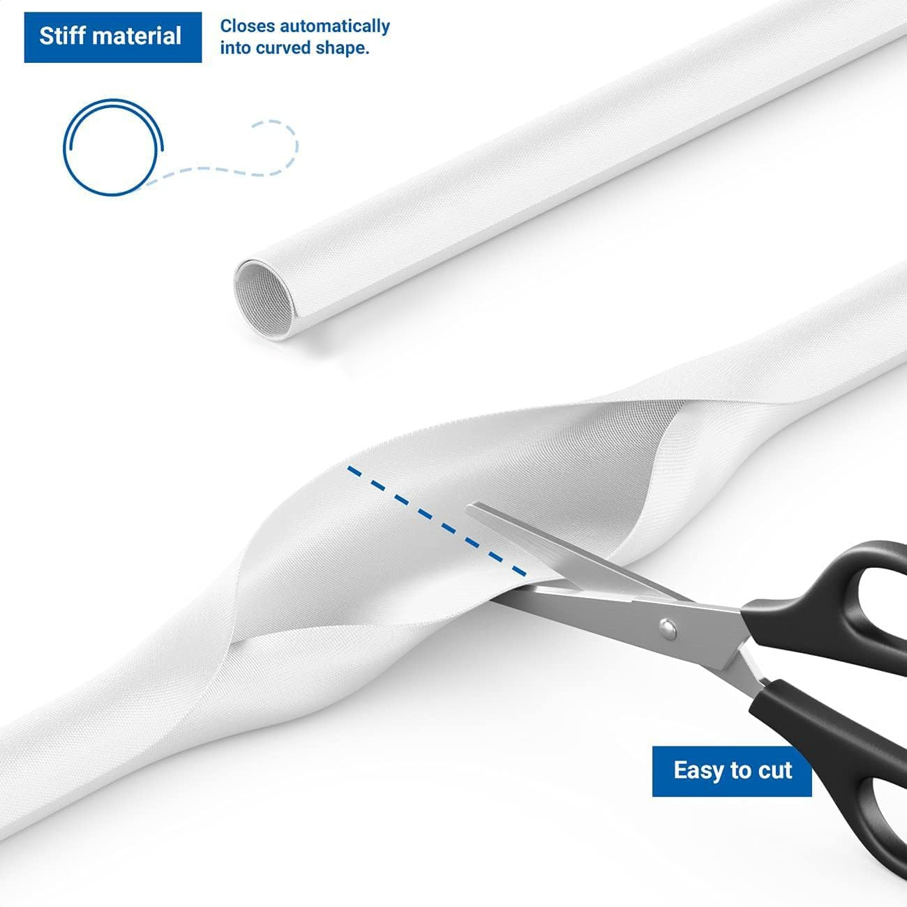 6.6Ft - 1/2 Inch Braided Cable Sleeve, Cord Wrap Cord Protector Tubing for Pets, PC Cable Wrap Wire Loom, Cable Management Sleeve for Tv/Computer/Home Theater/Engine Bay (6.6Ft-1/2In-White) image number 3