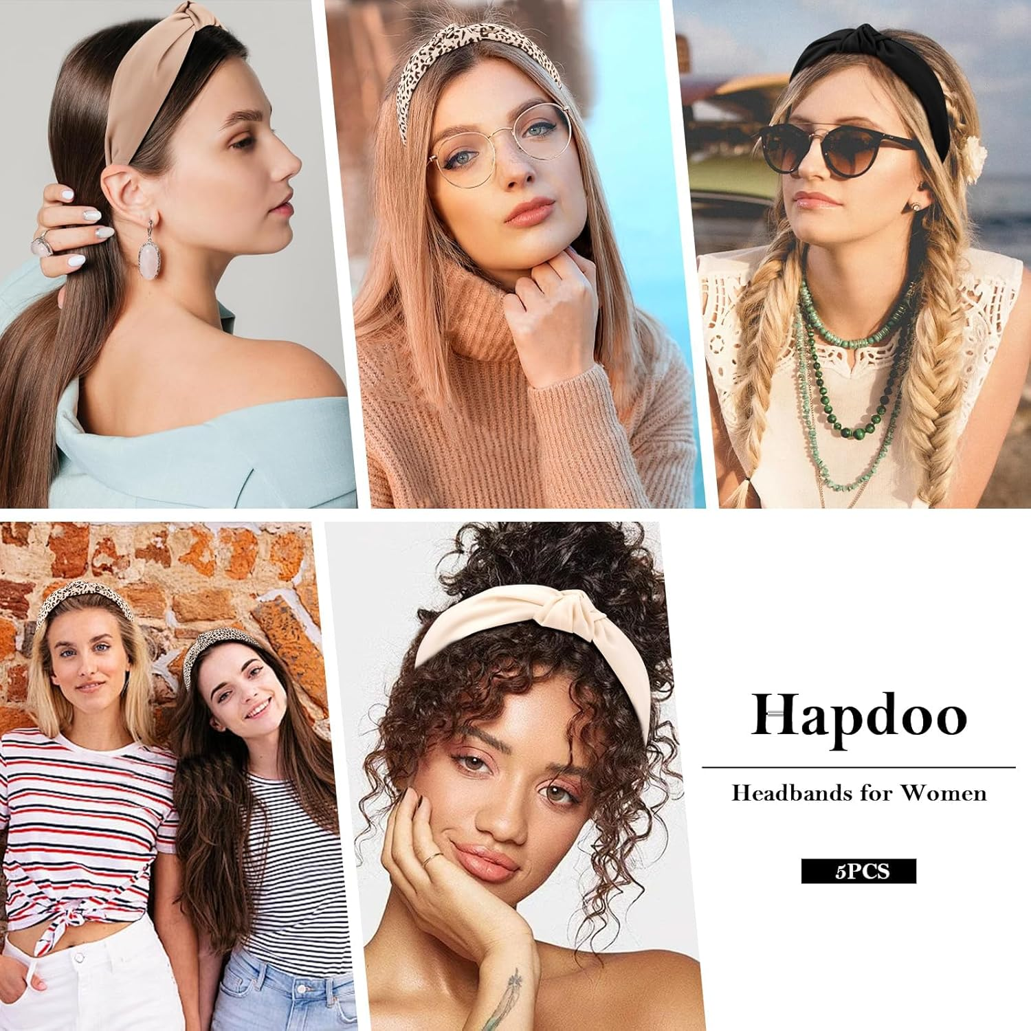 TELAIN Women'S Headbands with Central Knot, Set of 5, Soft and Comfortable Material, Versatile Design for Any Occasion, Great Women image number 4