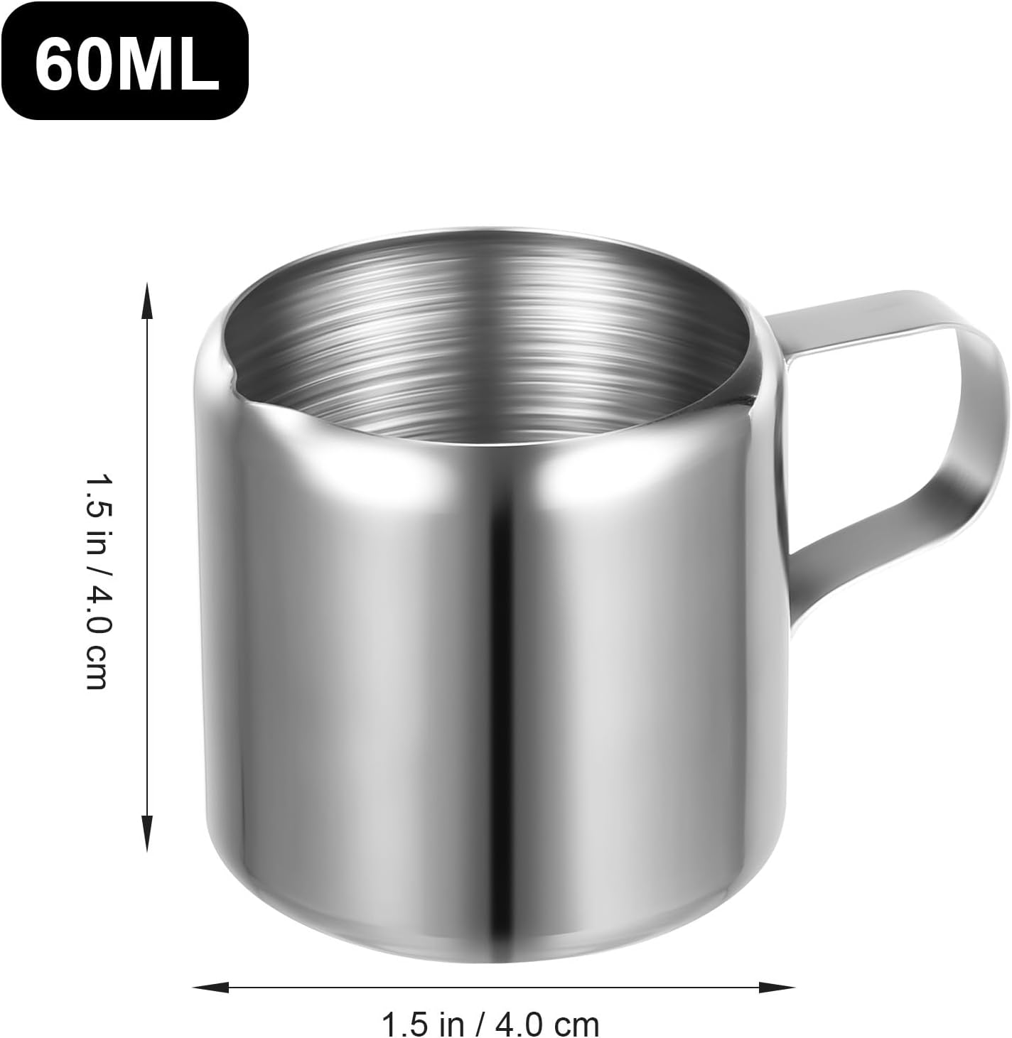 EXHUMKY 2Pcs Stainless Steel Milk Pitcher Cups 60Ml Foaming Jug Coffee Frothing Pitchers for Espresso Latte Art and Sauce Serving in Kitchen image number 4