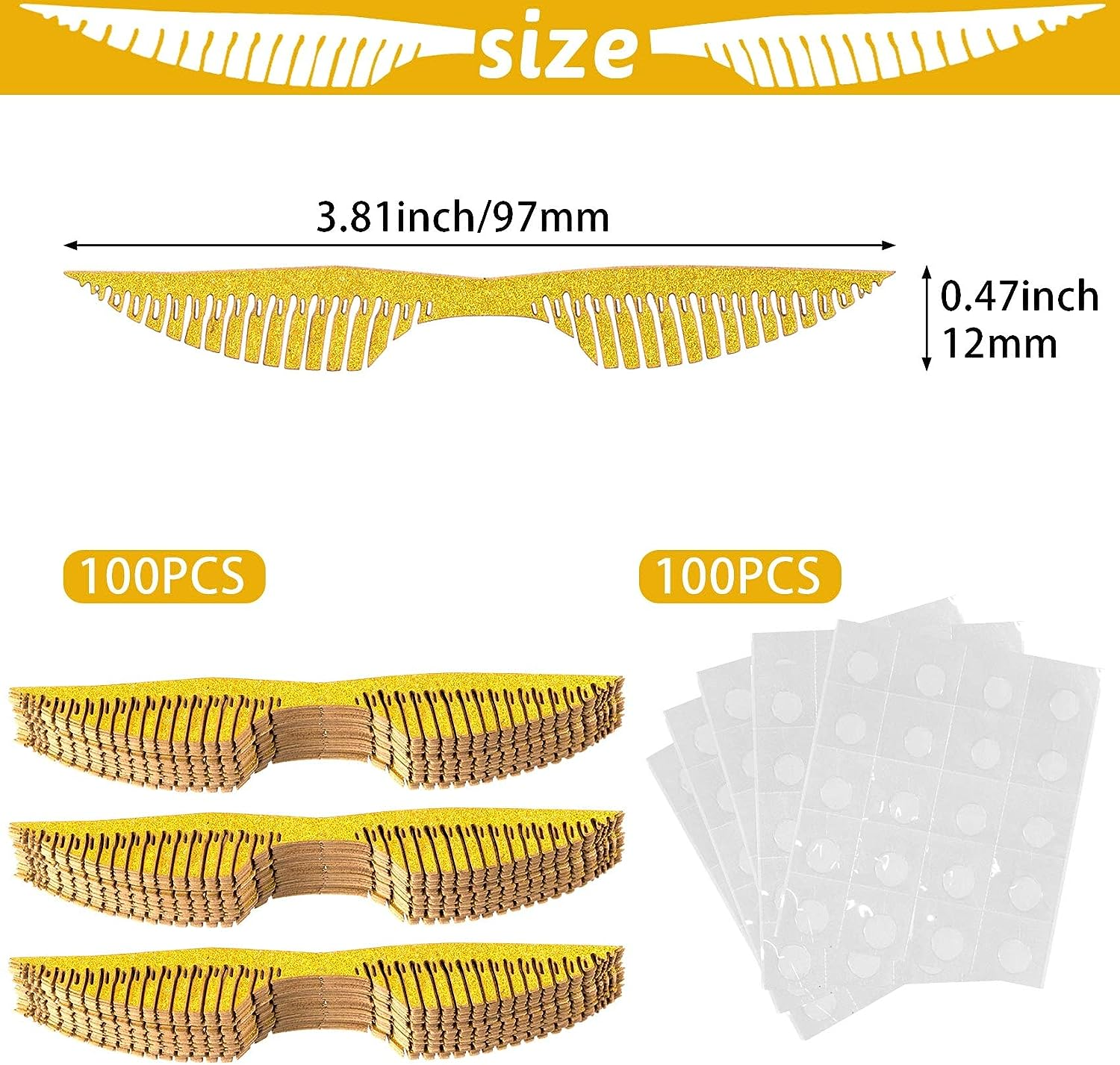 OIIKI 100PCS Wizard Party Chocolate Decoration Golden Hollowed Wings, Gold Angle Wings Candy Decor with Dot Tape DIY Party Crafts Supplies for Cake Birthday Christmas Cupcake image number 1