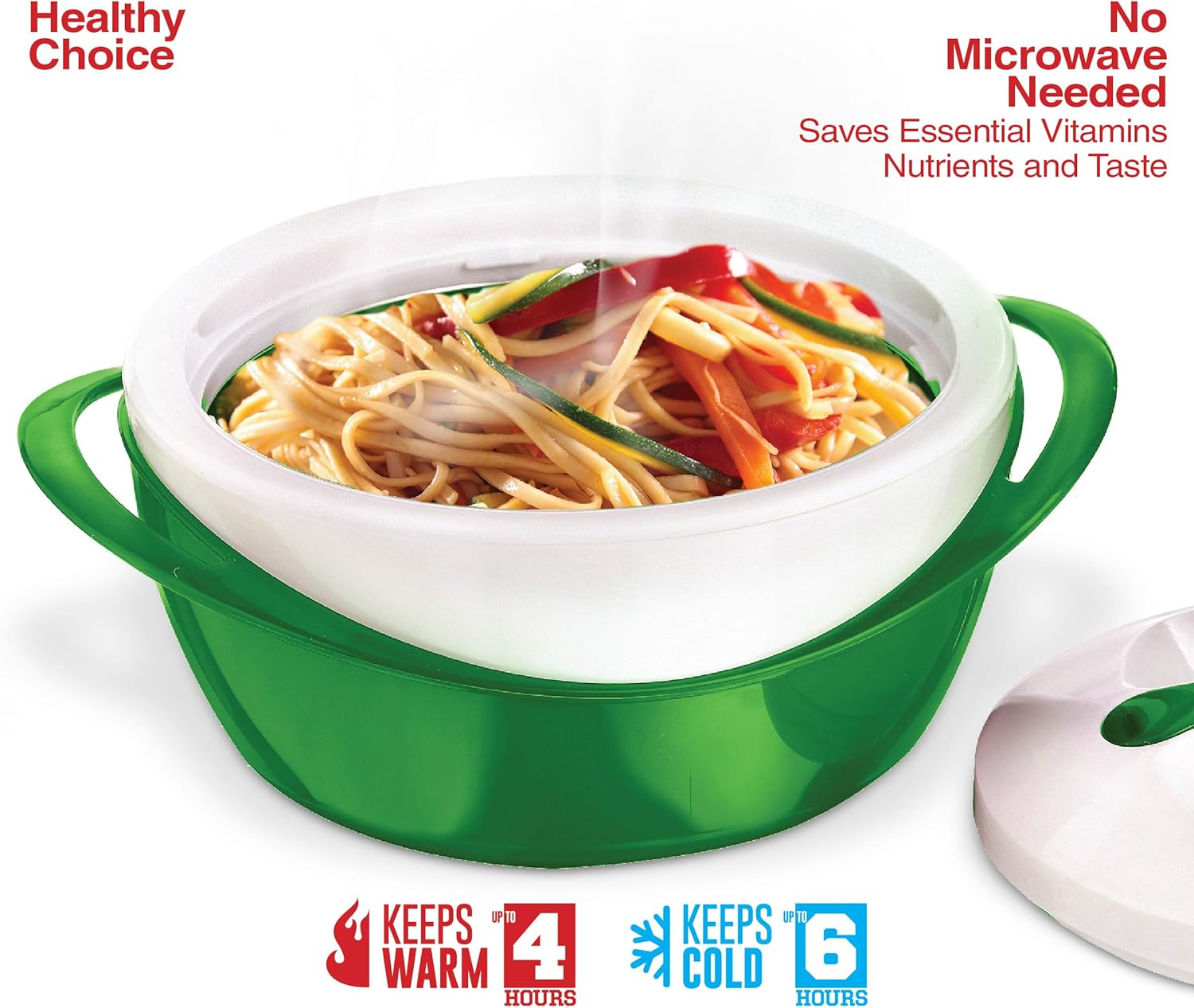 Pinnacle Thermoware Large Insulated Casserole Dish with Lid 3.6 Qt. Elegant Hot Pot Food Warmer/Cooler -Thermal Soup/Salad Serving Bowl Stainless Steel Hot Food Container Green 3.6 Qt image number 3