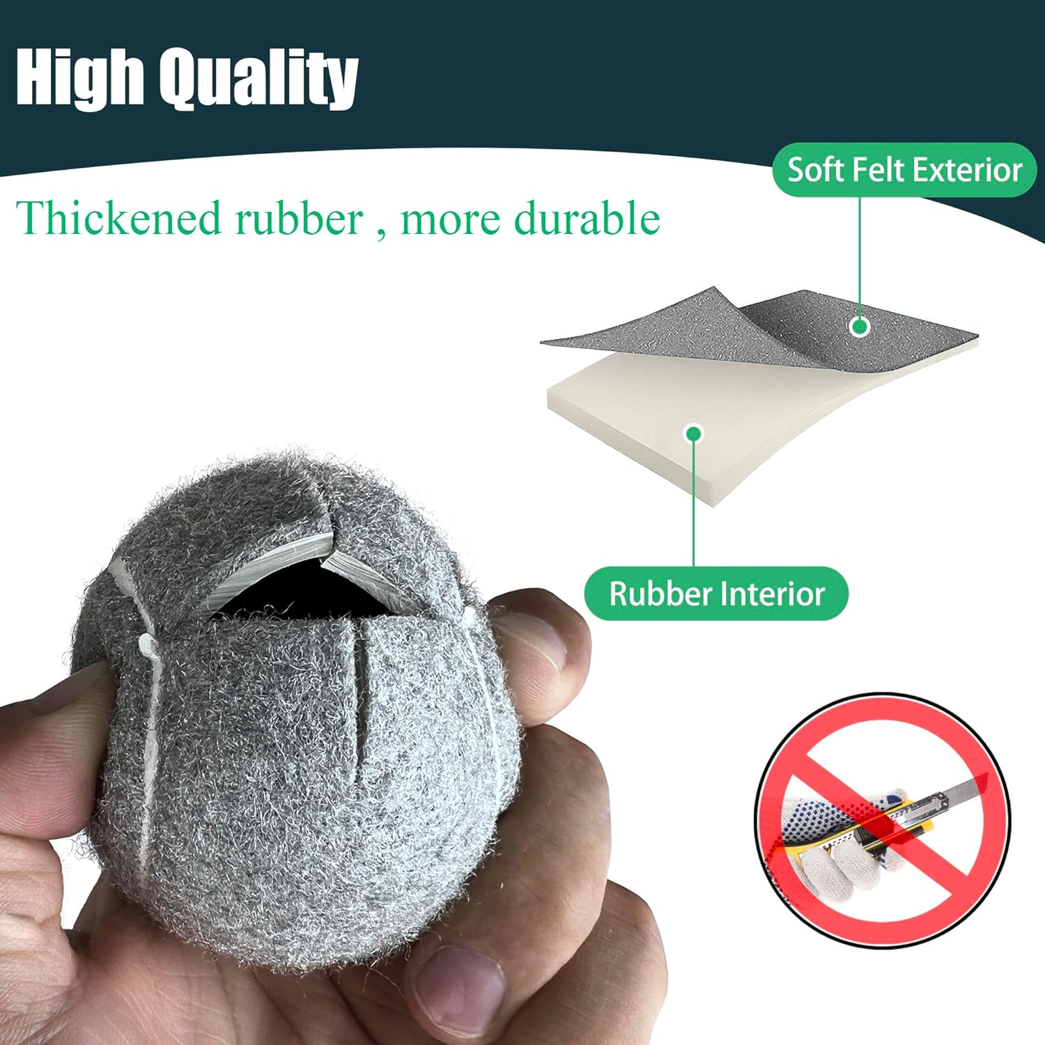 4 Pack Precut Tennis Balls for Walkers, Heavy Duty Long Lasting Felt Pads for Furniture Legs and Floor Protection image number 1