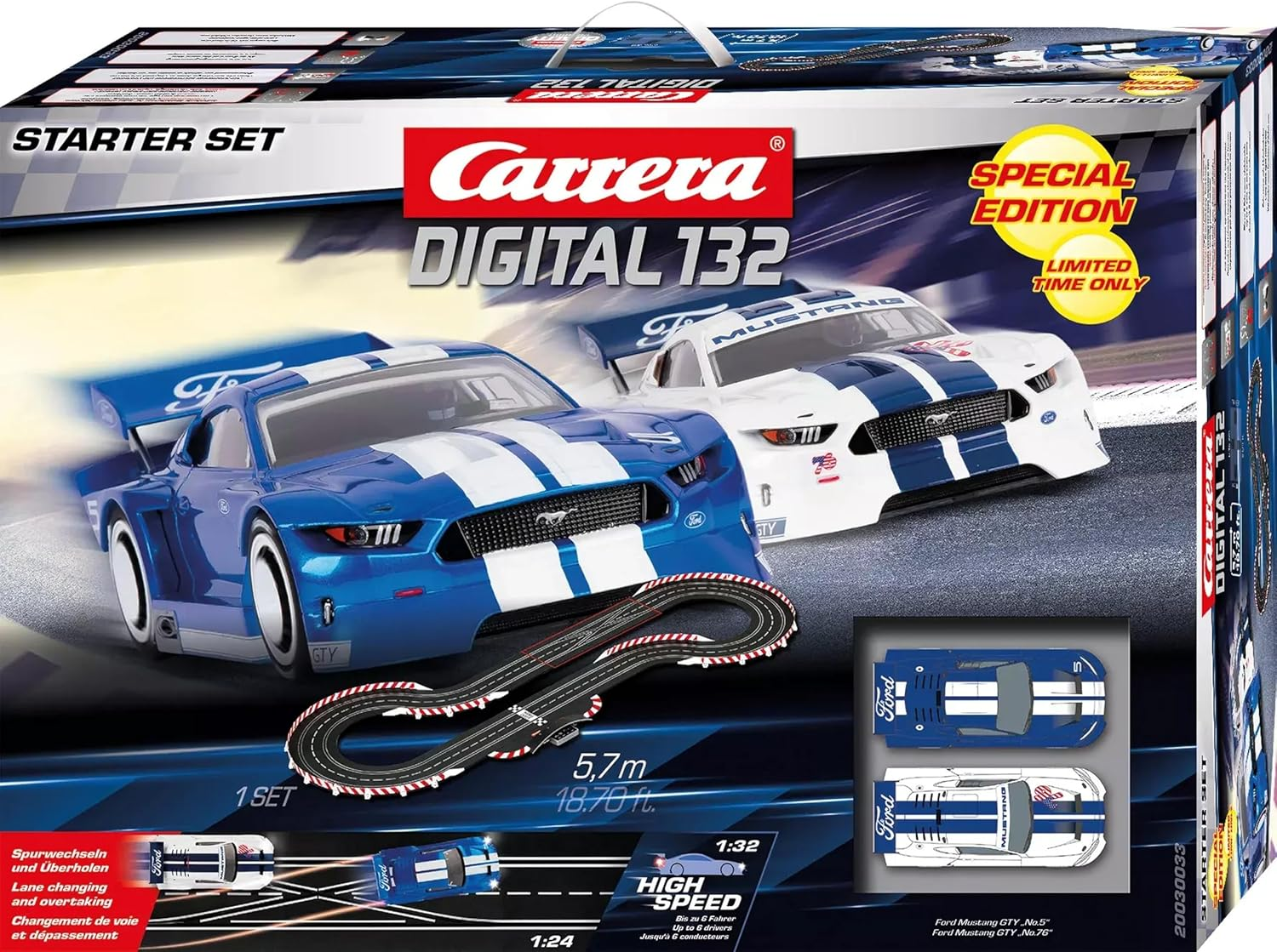 Carrera Digital 132 Ford Mustang GTY Starter Slot Car Set image number 1