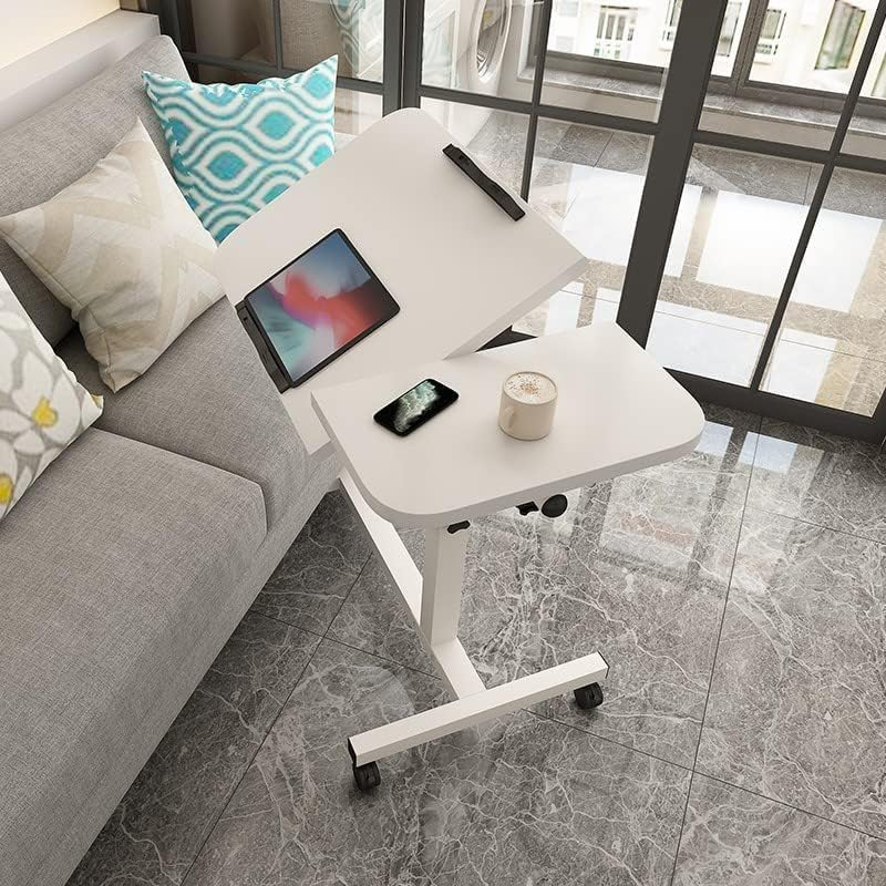 60 * 40Cm Lifting and Rotating Laptop Desk for Home and Office, Movable Bedside Table with Rollers, Adjustable Computer Stand, Sofa Side Table, Coffee Table (Adjustable Rotary Table Top) image number 2
