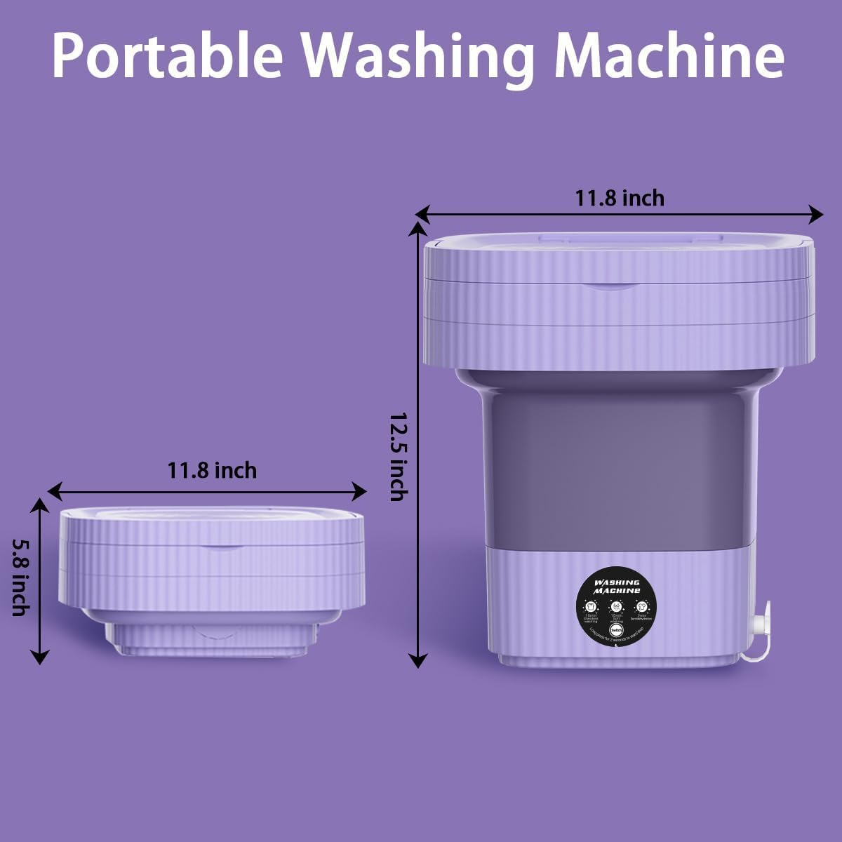 Portable Washing Machine,Mini Washer 10L High Capacity with 3 Modes Deep Cleaning for Baby Clothes,Underwear or Small Items,Foldable Washer for Apartment,Camping,Rv Travel Laundry-Gift Choice(Purple) image number 4