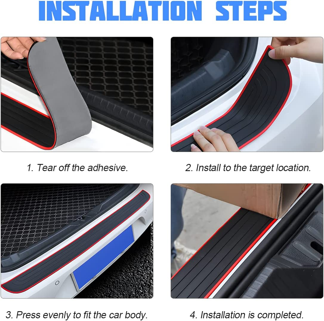 Car Rear Bumper Protector Guard, Anti-Scratch Abrasion Rubber Trunk Door Entry Sill Non-Slip Vehicle Trim Cover Protection Strip, Accessories for Most Cars and SUV (Black/40.9''X3.5'') 062 image number 5