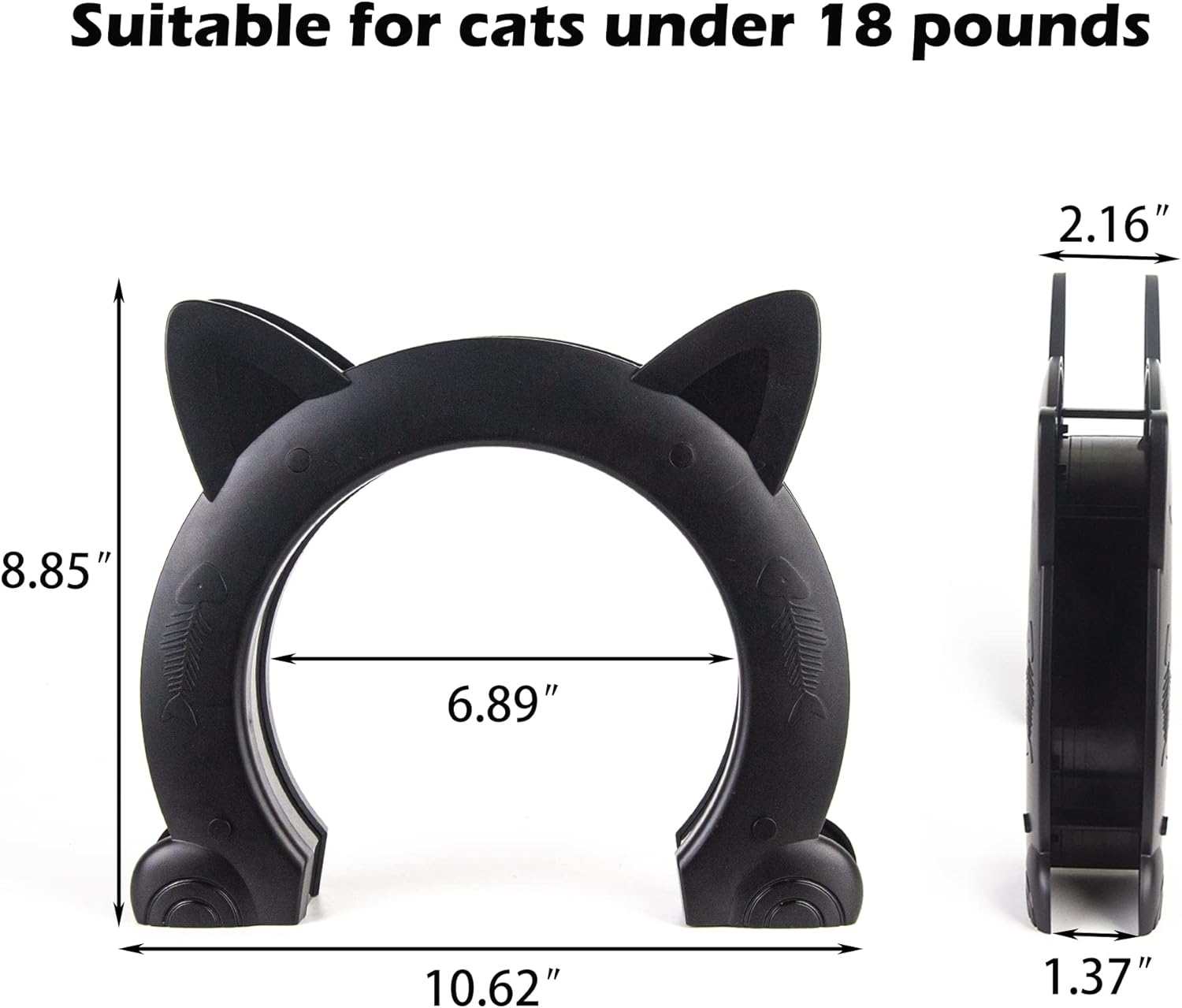 Cat Door Interior Door No-Flap Cat Door Fits Both Solid and Hollow Indoors Door Pet Doors for Cat, Easy DIY Setup (Black,L) image number 2
