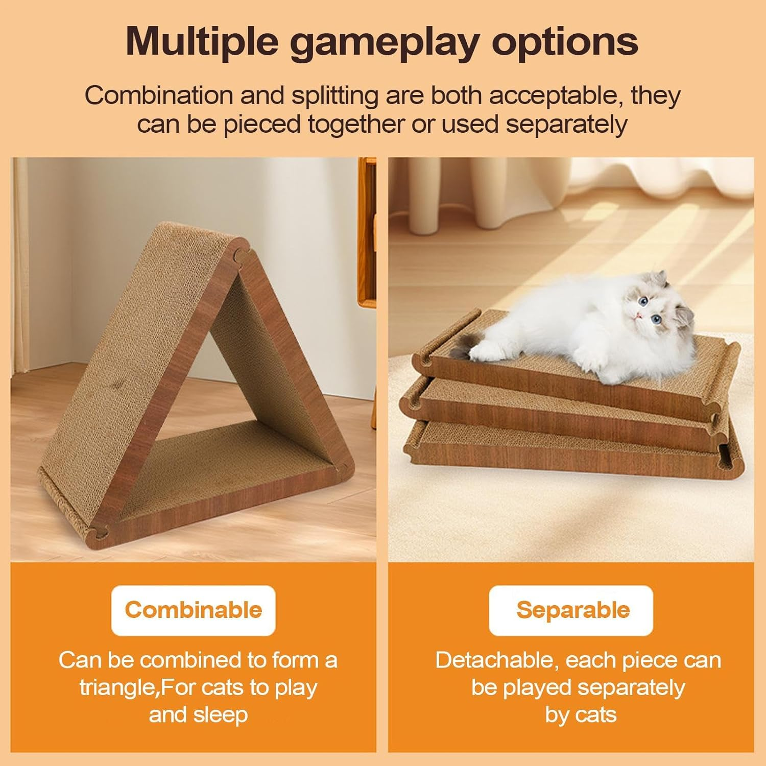 Cat Scratcher - Triangular Cat Scratcher Cardboard - Pet Kitten Physical Exerciser, Furniture Protection Toy for Medium Small Large Breeds Animals image number 3