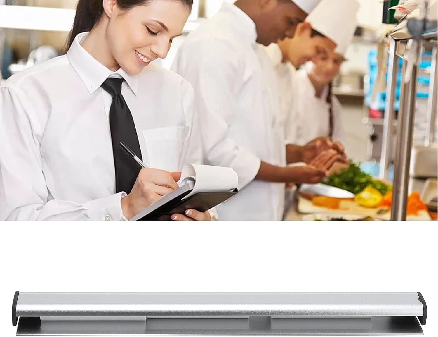 Slide Check Rack, Kitchen Bill Orders Ticket Holder Tab Grabber A4 A3 Paper Clip Rack Tool Aluminium Display Rail Restaurant Cafes Pubs Bars Desk Receipt Sliver Office Bar Note Organizer(21Cm)