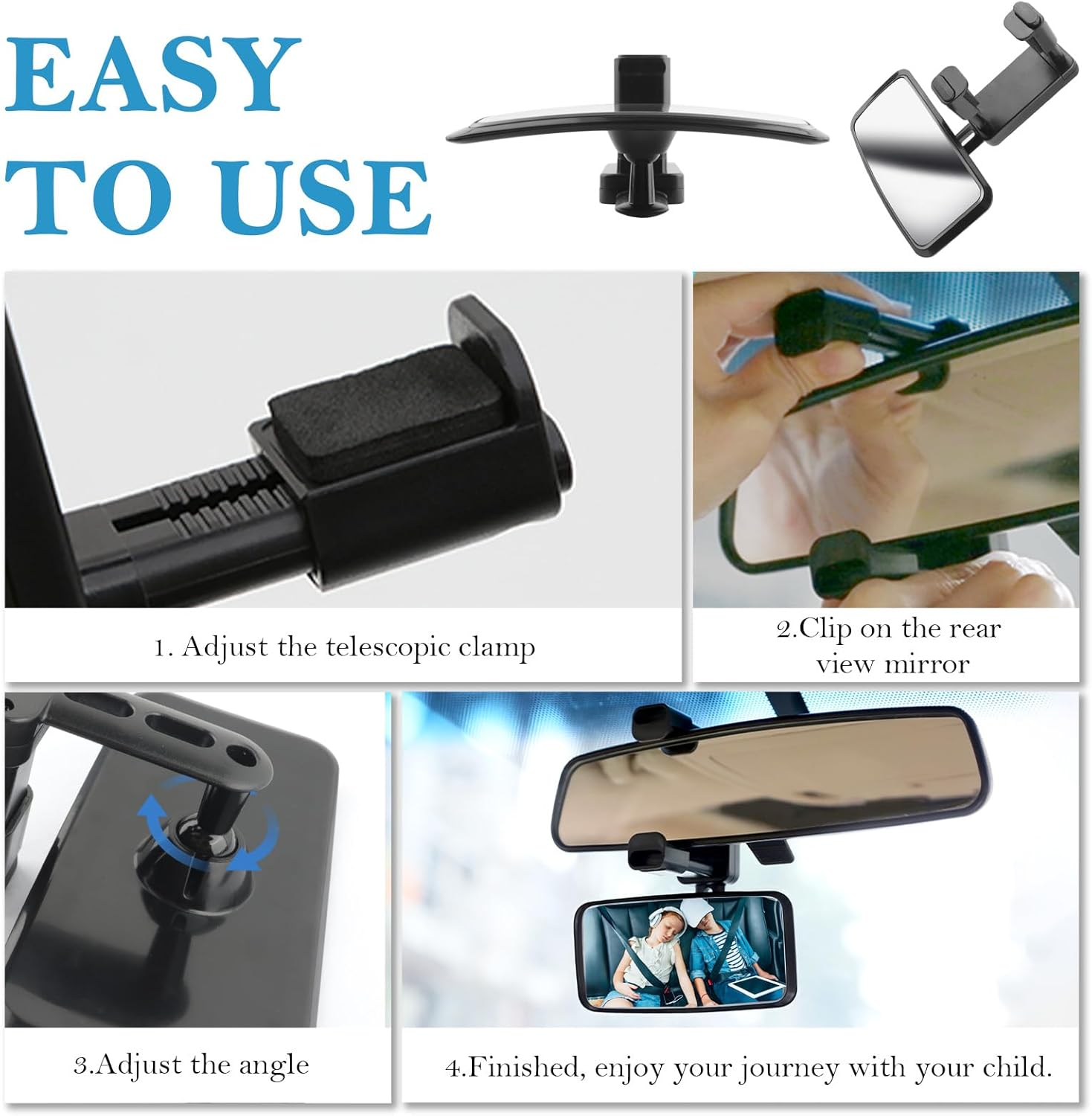 OFBAND 360&deg; Curved Baby Car Mirror, Clip onto Rearview Mirror, Adjustable Baby Mirror for Car SUV Truck image number 1