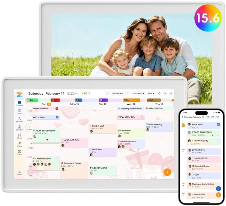 15.6 Inch Digital Calendar Planner,Smart Calendar, Digital Photo Frame,1080P HD Touchscreen Electronic Wall Calendar Planner Family with Auto-Sync, Meal Planner, Chore Chart, Wall Mountable image number 4