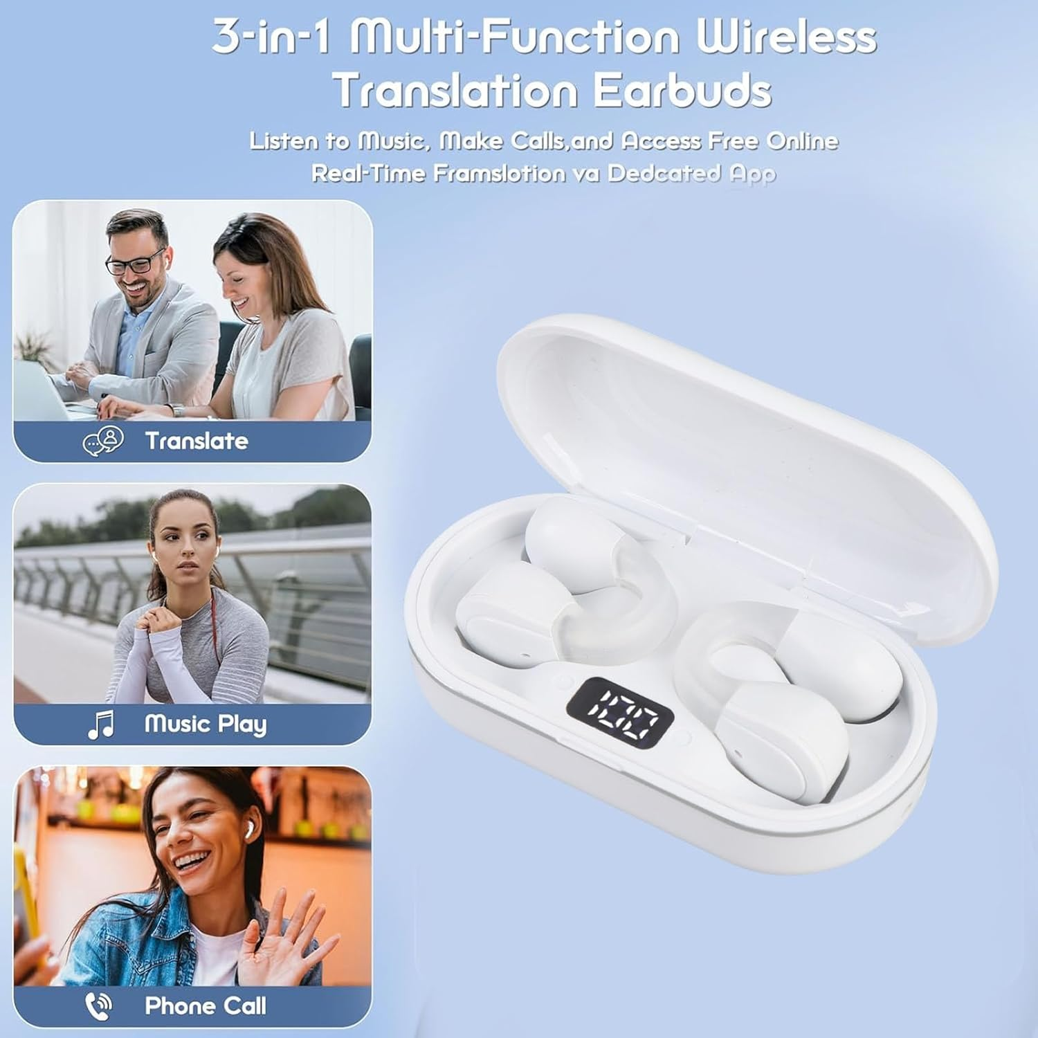 YUEHISY AI Translation Earbuds Real Time, 164 Languages, 7 Translation Modes, Bluetooth 5.4, Hifi Sound, 36H Battery with APP image number 6