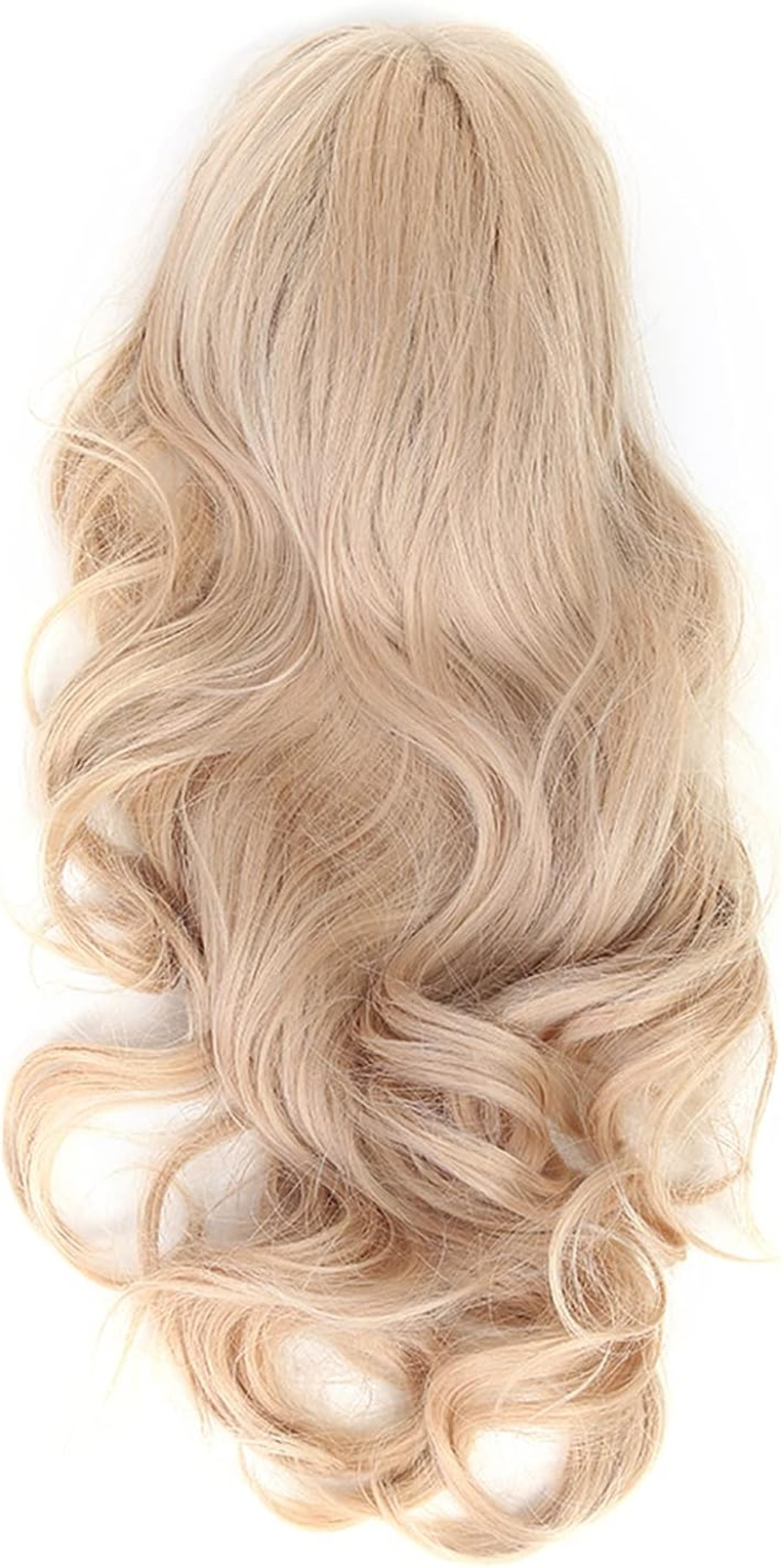 Long Blonde Wavy Wig for Women, 28In Middle Part Curly Wavy Wig Looking Synthetic Heat Resistant Fiber Wig for Daily Party Cosplay, Curly Wig Brown Roots Synthetic Wig image number 6