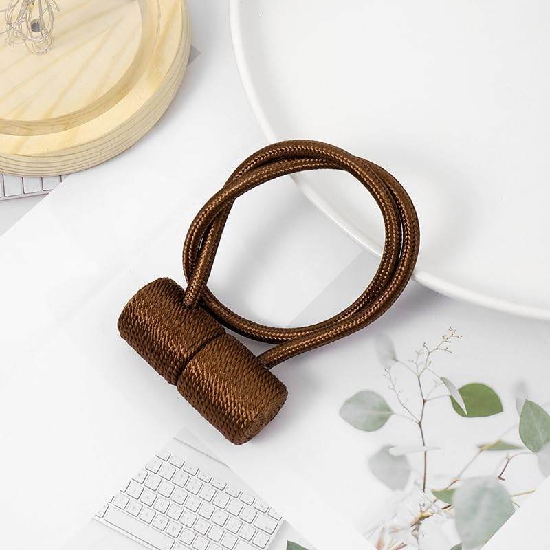4Pcs Strong Magnetic Curtain Tiebacks Outdoor Elegant Decorative Tie Backs Modern Rope Tiebacks for Drapes Strong Magnet Curtain Holdbacks (Brown) image number 3
