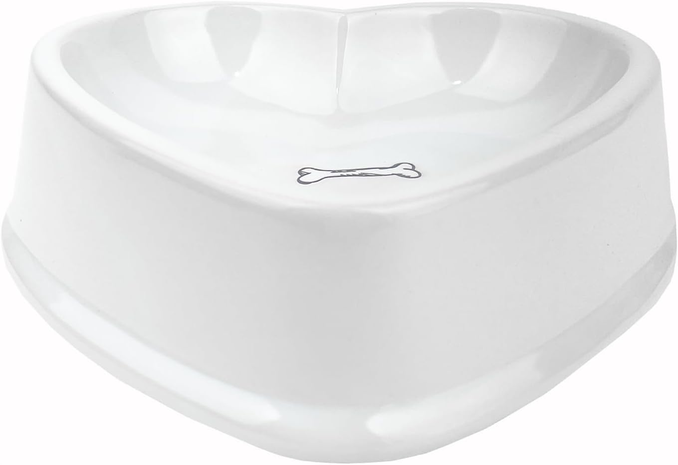 Barkley & Bella Dog Bowl Ceramic Love Heart, White - Dog Bowl, Handcrafted, Durable, Heavyweight Stability, Dishwasher-Safe