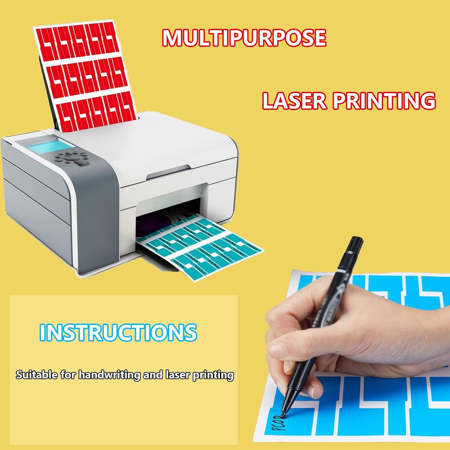 300Pcs Cable Labels, 10 Colors Colorful Cord Labels Self Adhesive Waterproof Stickers for Cables Laser Printer Labeling Various Charger Cords,Cables Handwriting for Computer Wire Cable Management&hellip; image number 3