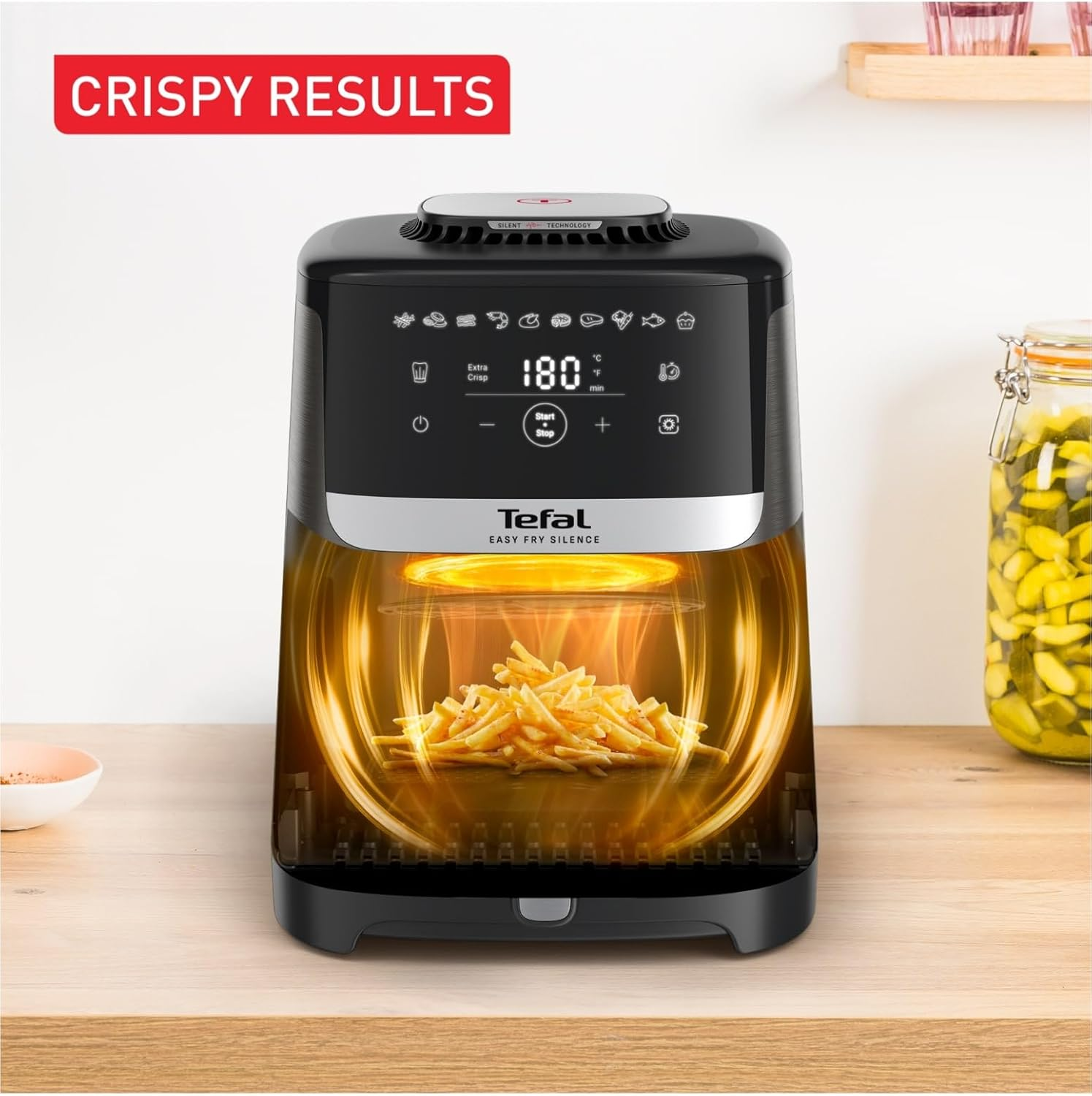 EY551H Easy Fry Silence Essential 5L Air Fryer, 10 Programs, Healthy Meals, Silence Technology