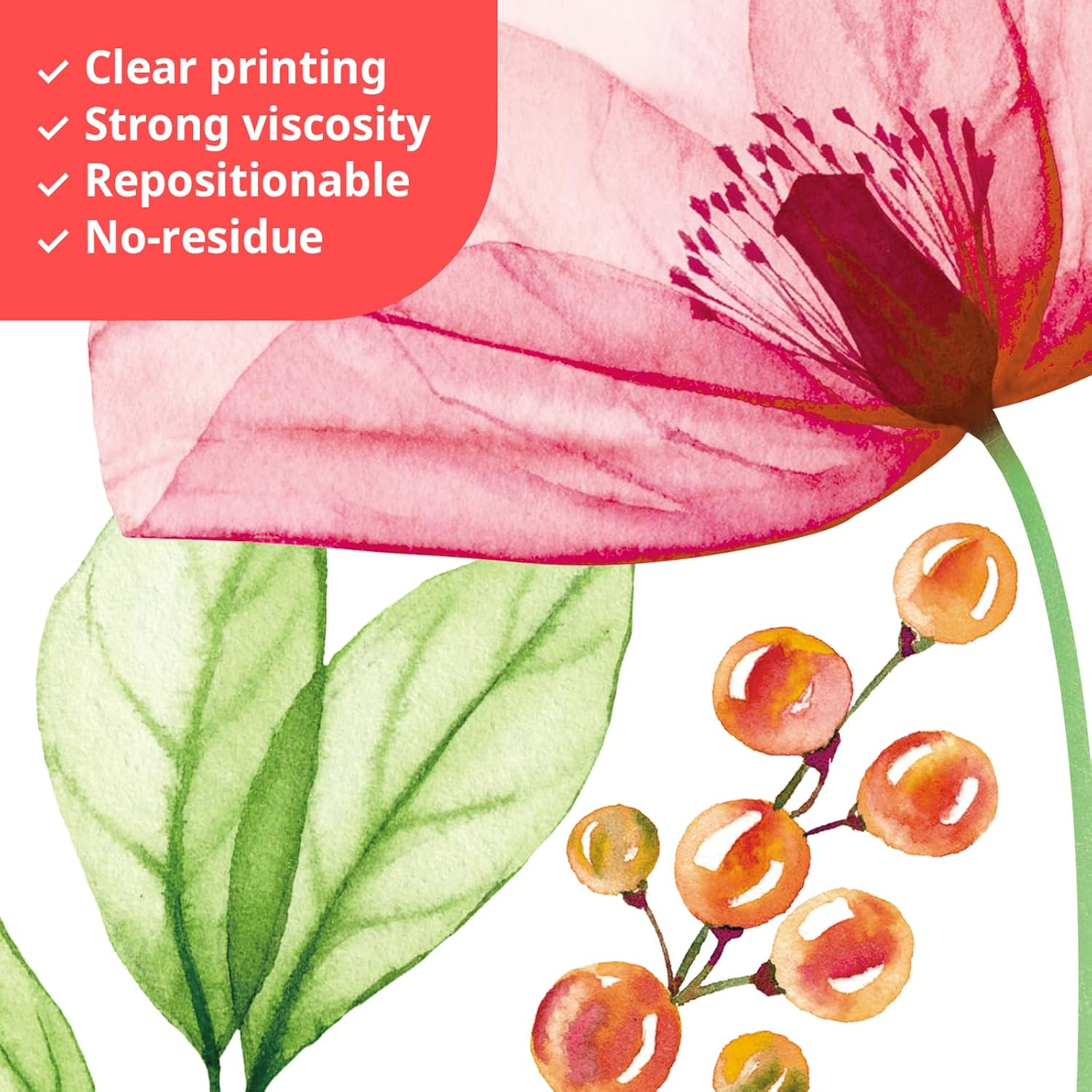 DECOWALL SG2-2206 Light Pink X-Ray Flowers Wall Decals Stickers Kids Peel and Stick Removable Nursery Room Floral Bedroom Living Peony Art D&eacute;cor Watercolor Butterfly Girls Decoration Rose Home DIY