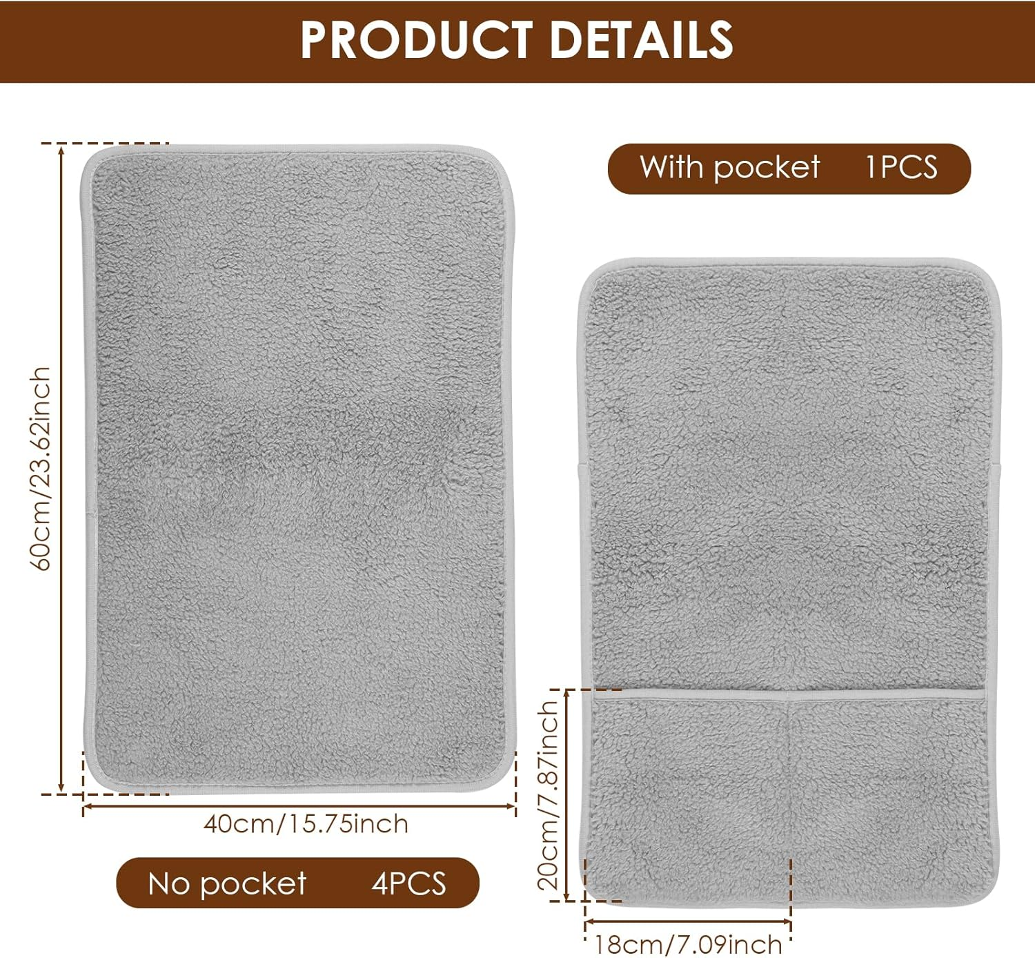 5 Pcs Sofa Armrest Cover Recliner Headrest Protector Nonslip Armchair Covers Sofa Slipcover with Side Pocket Abrasion Furniture Protector Fit Most Recliners Lounge Chairs and Sofa Armrests (Gray) image number 5