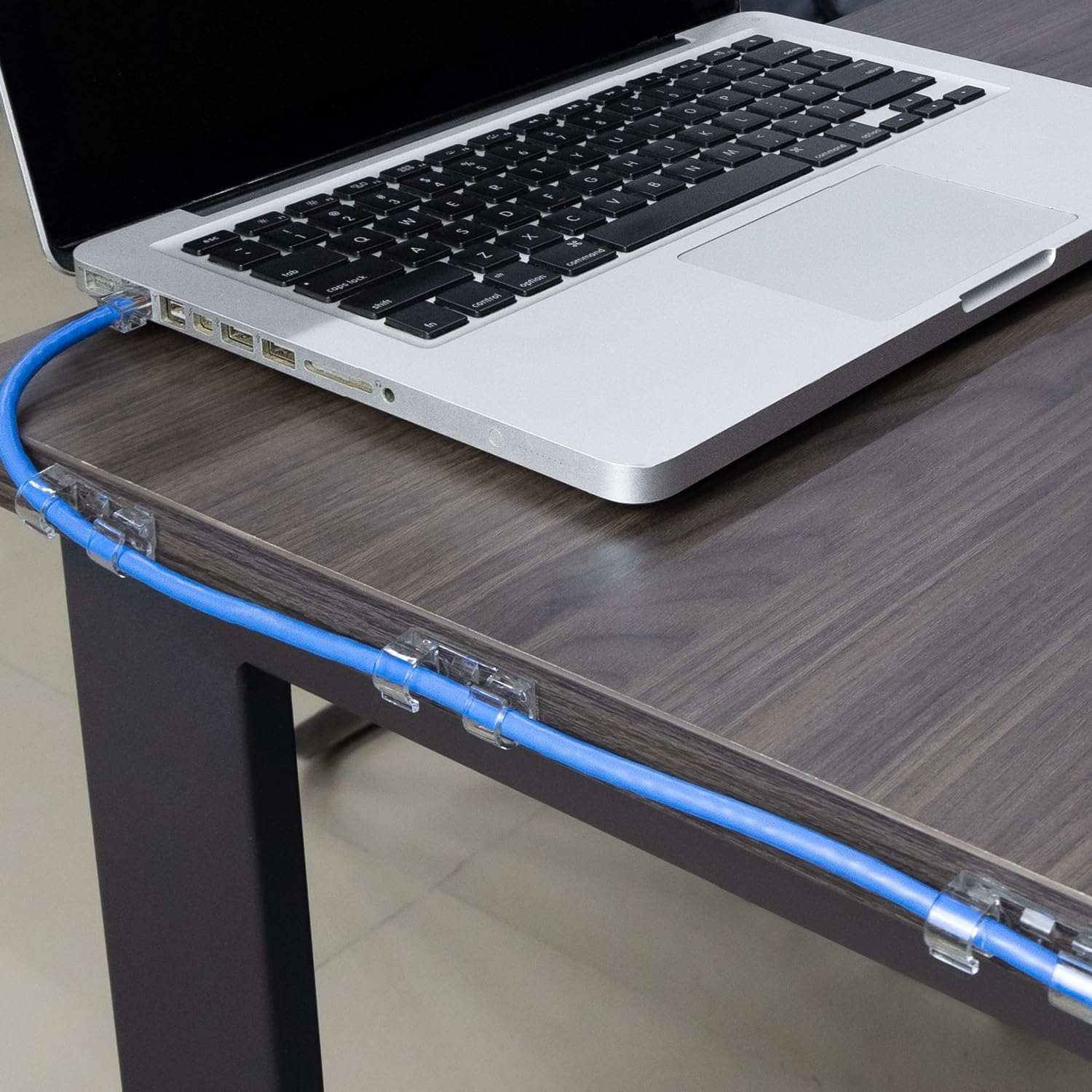 SOULWIT 50 Pcs Self Adhesive Cable Management Clips, Cable Organizers Sticky Wire Clips Cord Holder for TV PC Laptop Ethernet Cable Desktop Home Office (Transparent) - Black image number 7