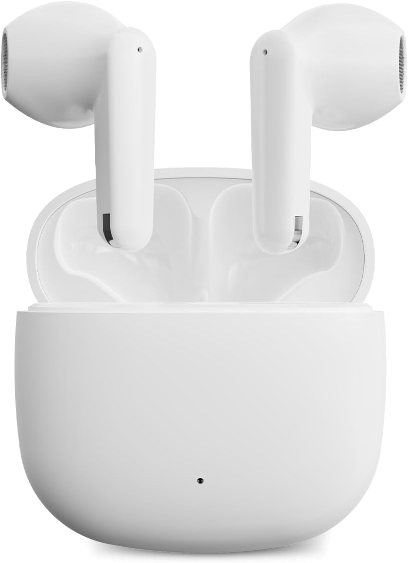 Contact Twins Nano Wireless Headphones with TWS Technology (True Wireless Stereo), Lightweight and Minimalist Headphones with up to 19 Hours Battery Life, White image number 3