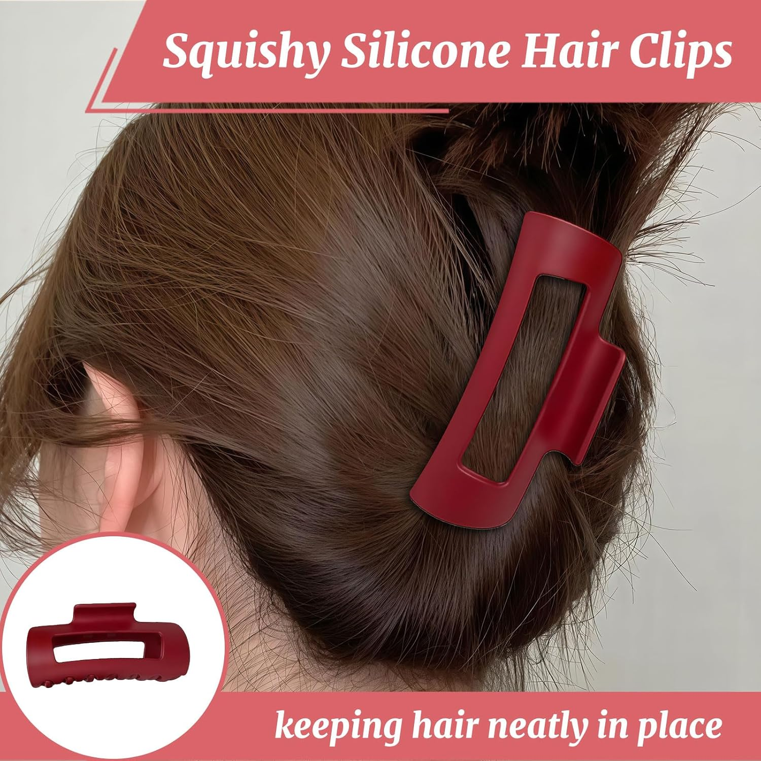 Xanthelle Haarklammer, Pack of 2 Large Hair Claws for Women, Squishy Silicone Grip Non-Slip, Soft Large Hair Clip for Thick Hair, Comfortable Hair Clips