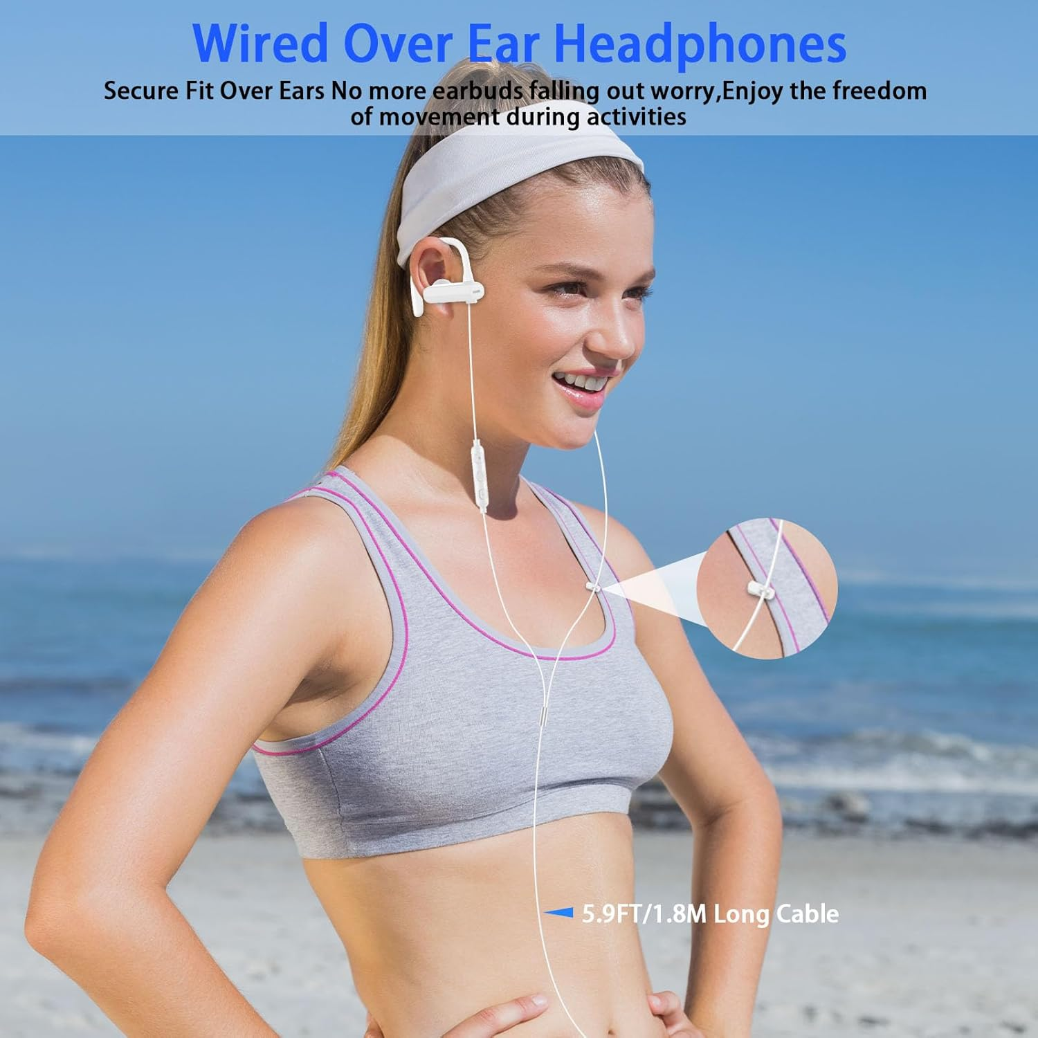 USB C Earbuds Wired over Ear Headphones for Iphone 17 16 Pro Max Samsung S25 S24 Ultra A17 A16,Type C Sport Headphones Wired Earphones with Ear Hooks &Loop Microphone for Ipad Pro Air Galaxy Z Fold 7 image number 3