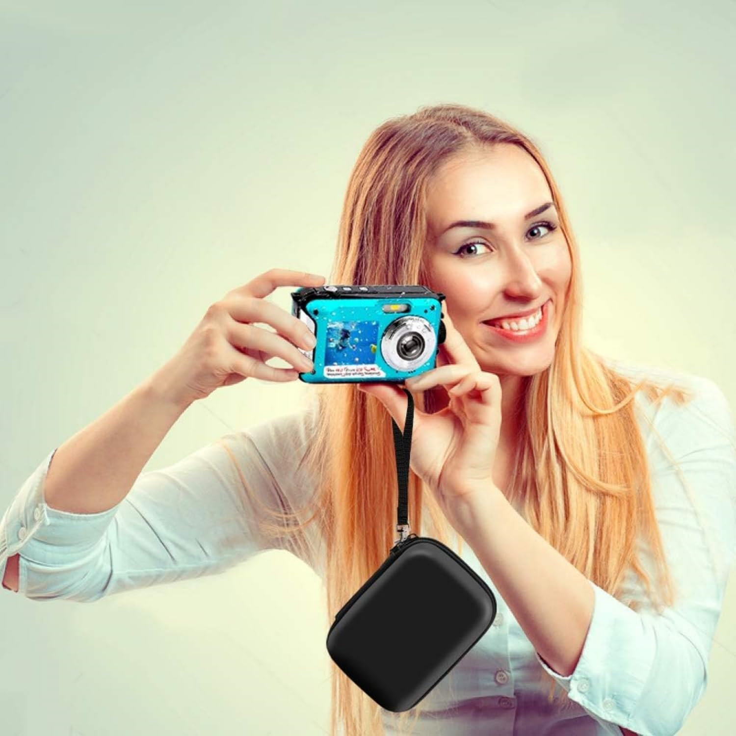 Protective Carrying for Digital Camera, Abergbest 21 Mega Pixels ，Kodak Pixpro/Canon Powershot ELPH 180/190 / Sony DSCW800 / DSCW830 Cameras with Adjustable Straps Mesh Pocket (1Pcs) image number 4